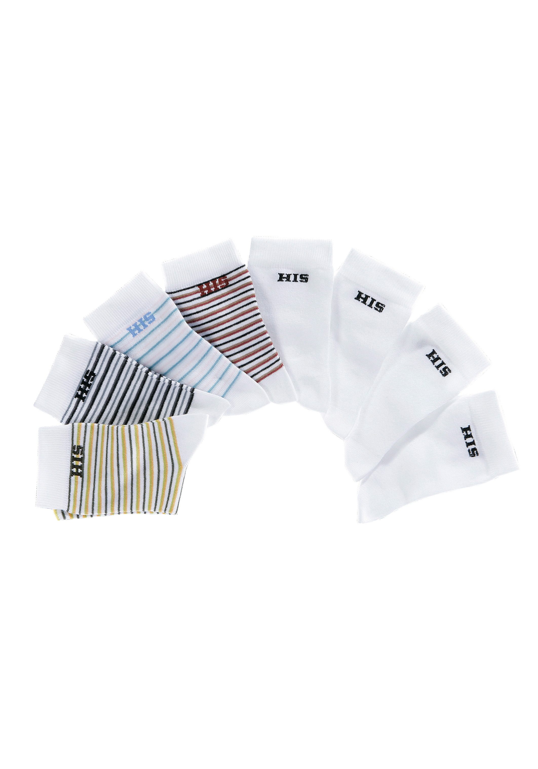 H.I.S Sokken gestreept en unikleur (set, 8 paar)