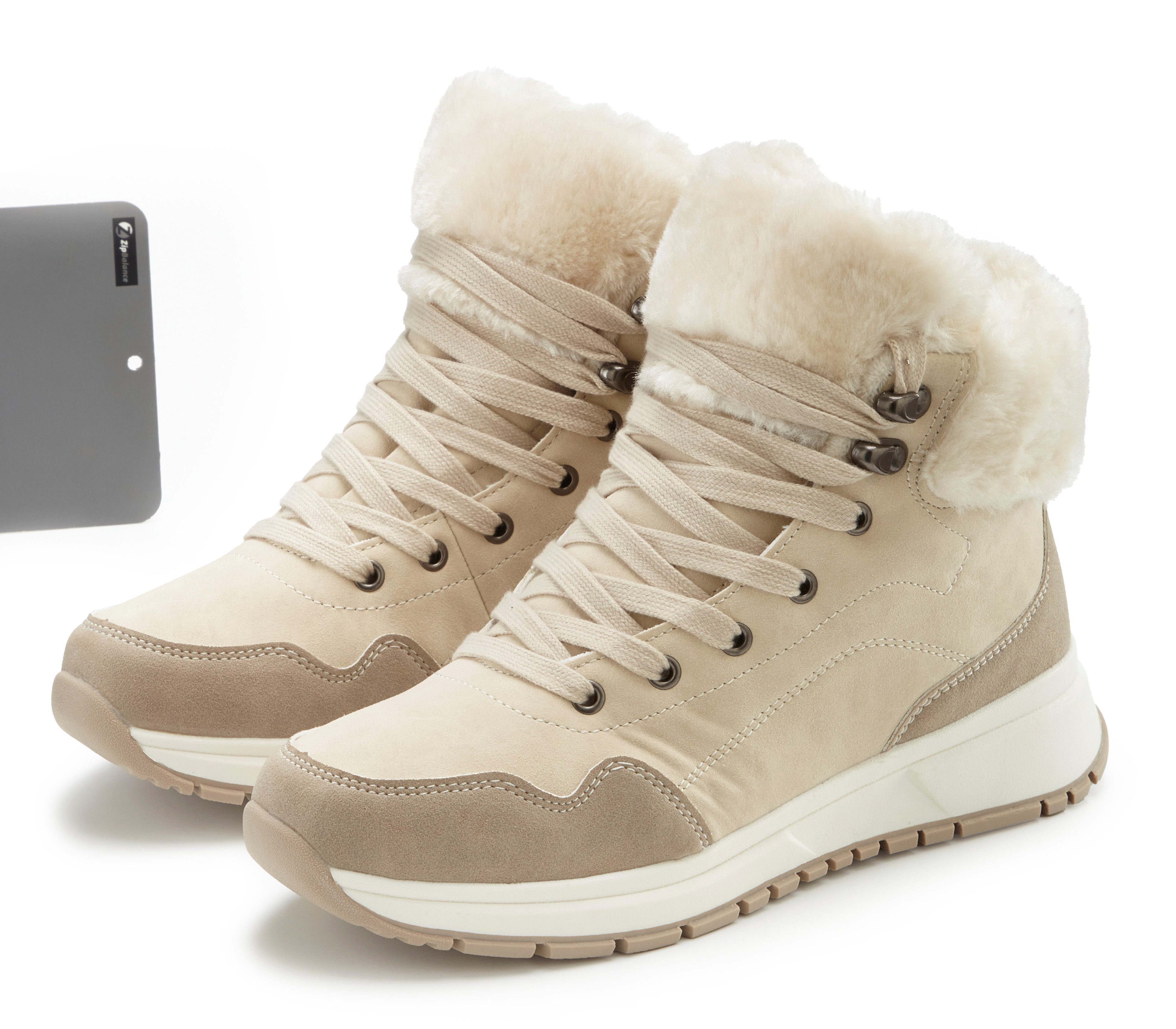 Lascana Winterlaarsjes High top sneaker, veterschoen, boots, laars van waterafstotend materiaal met warmfutter vegan