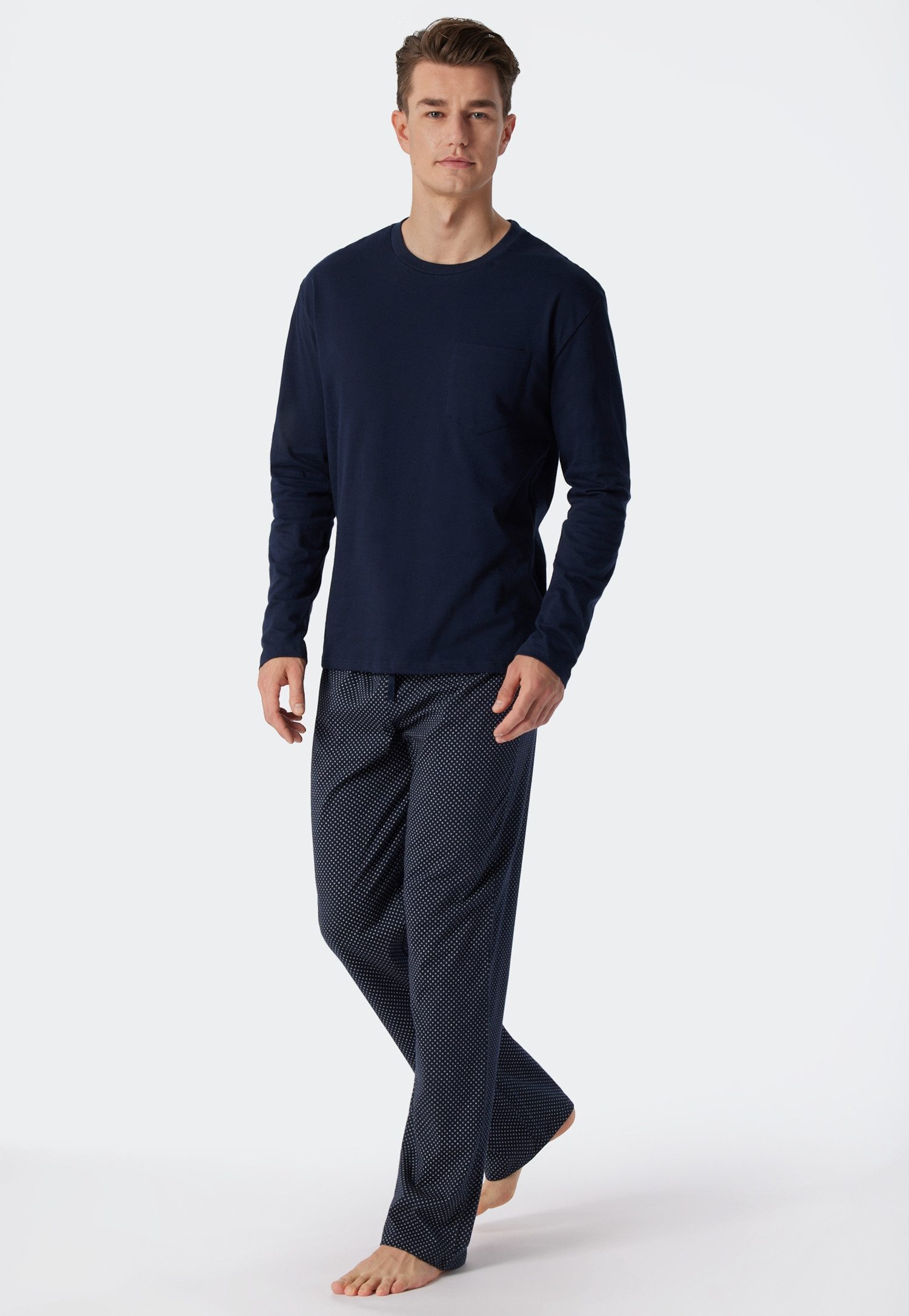 Schiesser Pyjama Ebony met ronde hals (2-delig, 1 stuk)