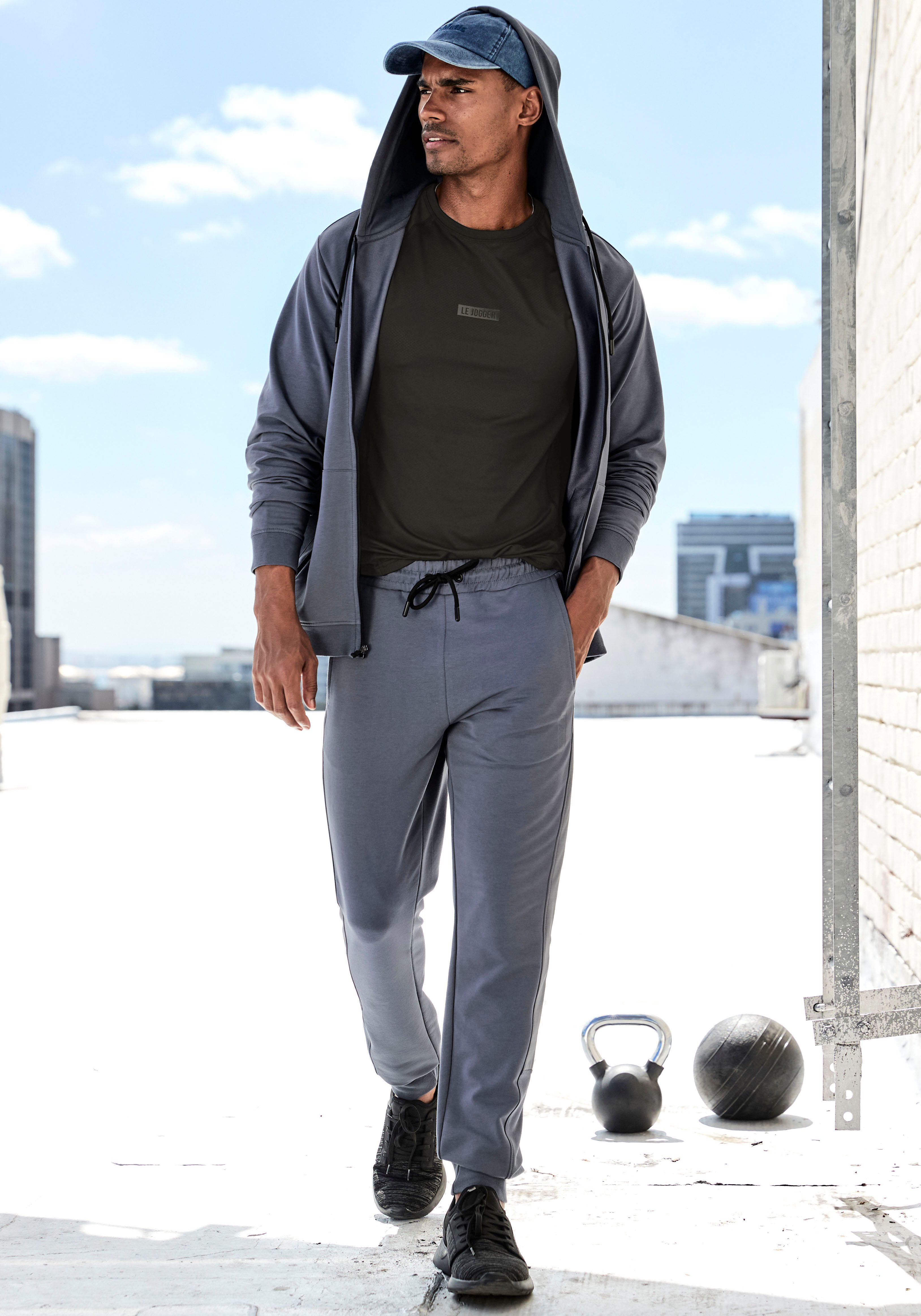 le jogger® Sweatpants met gekleurde inzet en ritszakken