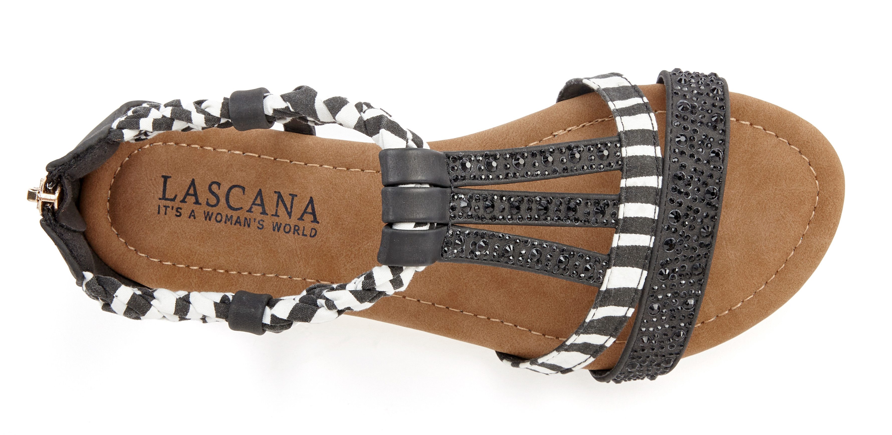 Lascana Sandalen Zomerschoen Sandalette, zomerschoen met versiering en kleine sleehak VEGAN