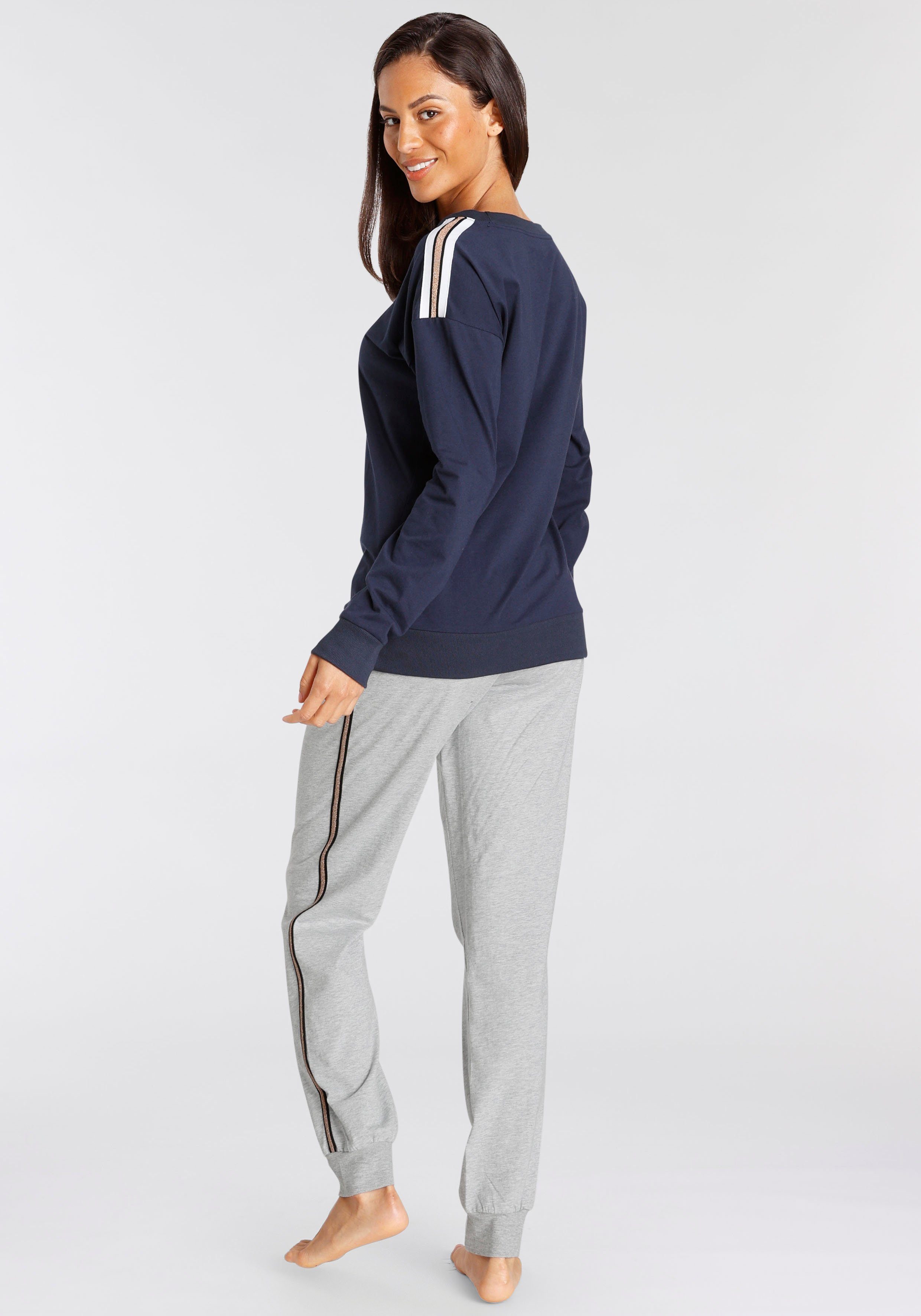 Vivance Dreams Pyjama met contrastkleurige tapedetails (2-delig, 1 stuk)