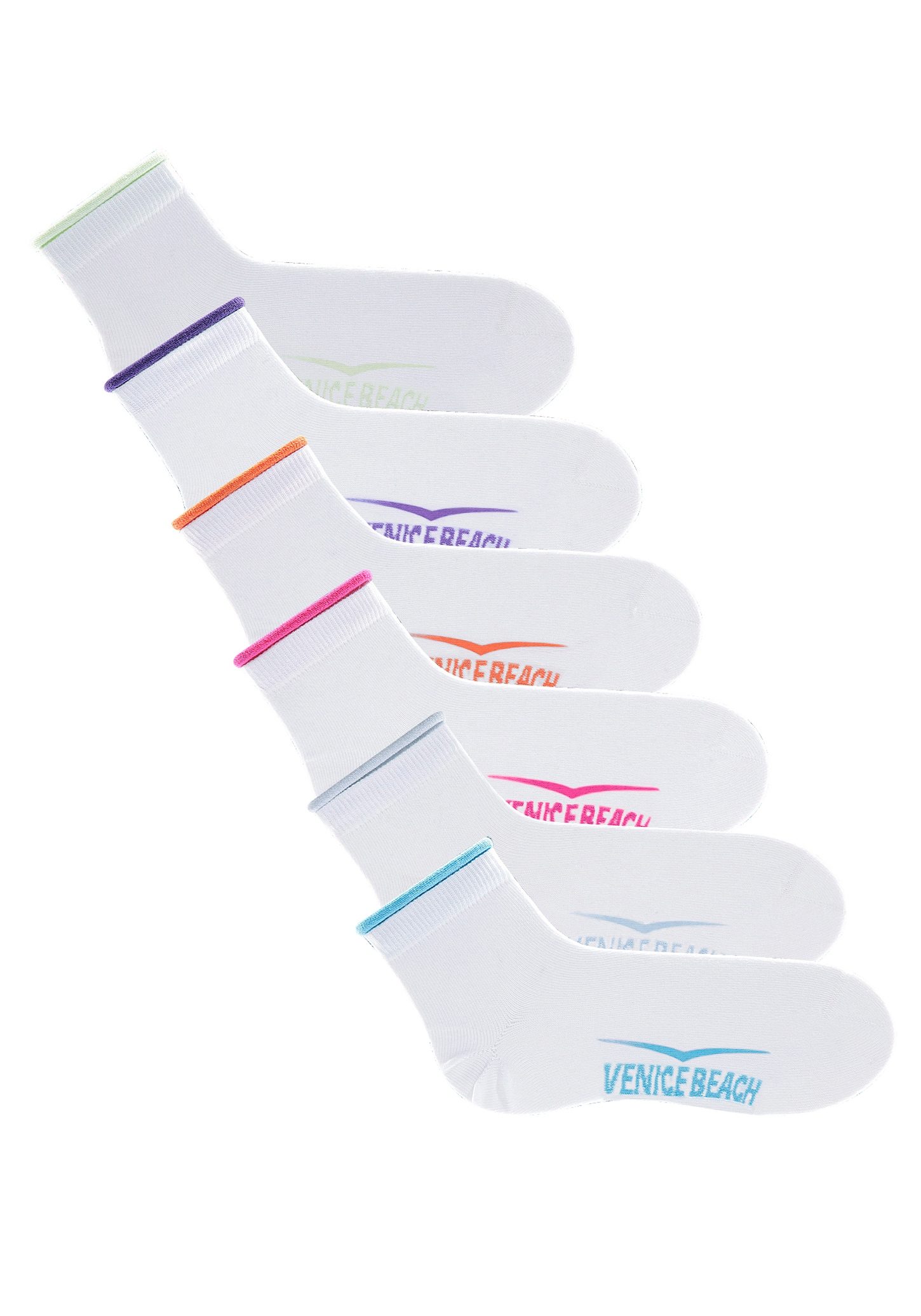Venice Beach Korte sokken met knelvrije boord (set, 6 paar) sokken maat 39-42 wit