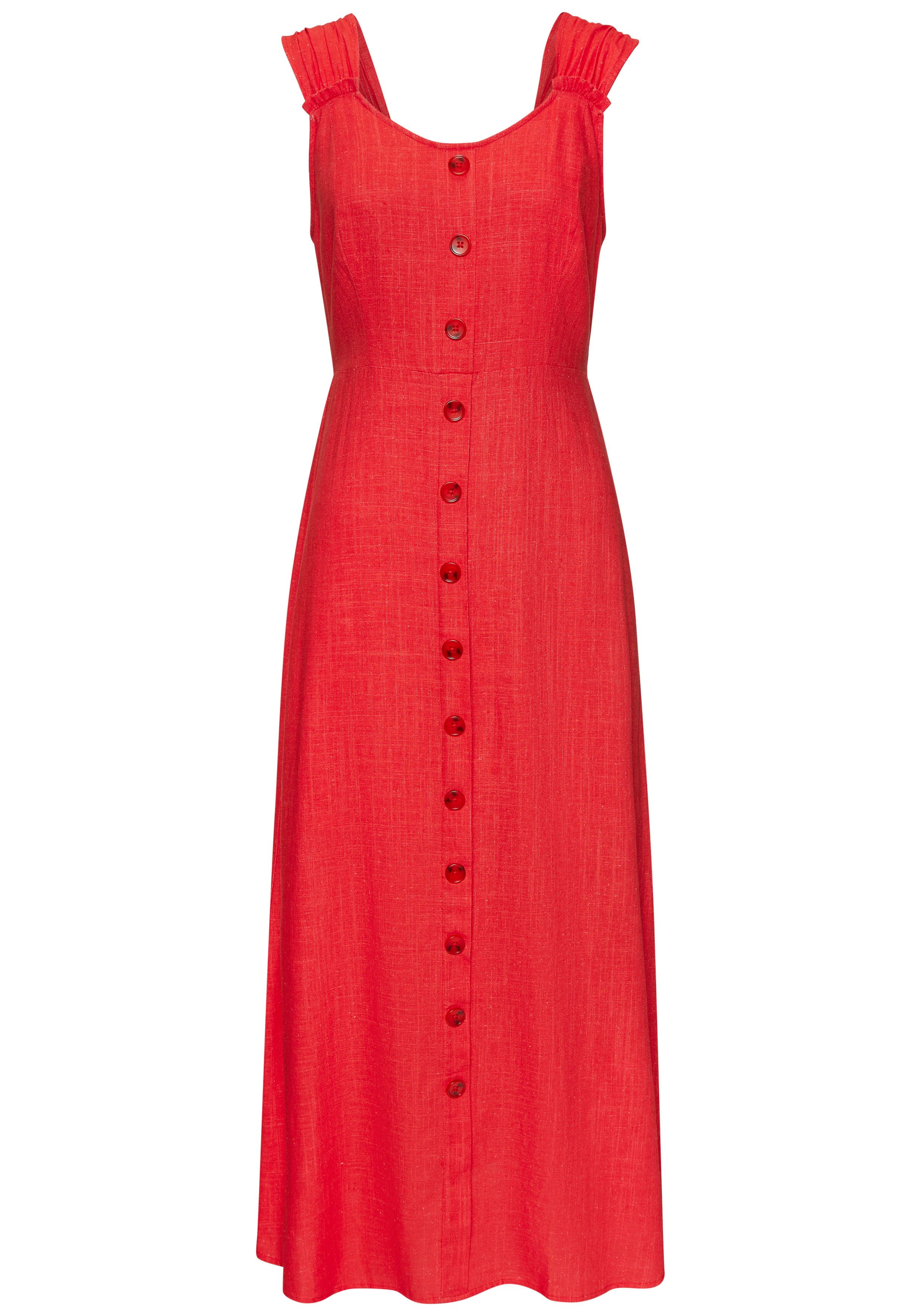 Lascana Maxi-jurk met brede bandjes van geweven stof in linnenlook, zomers