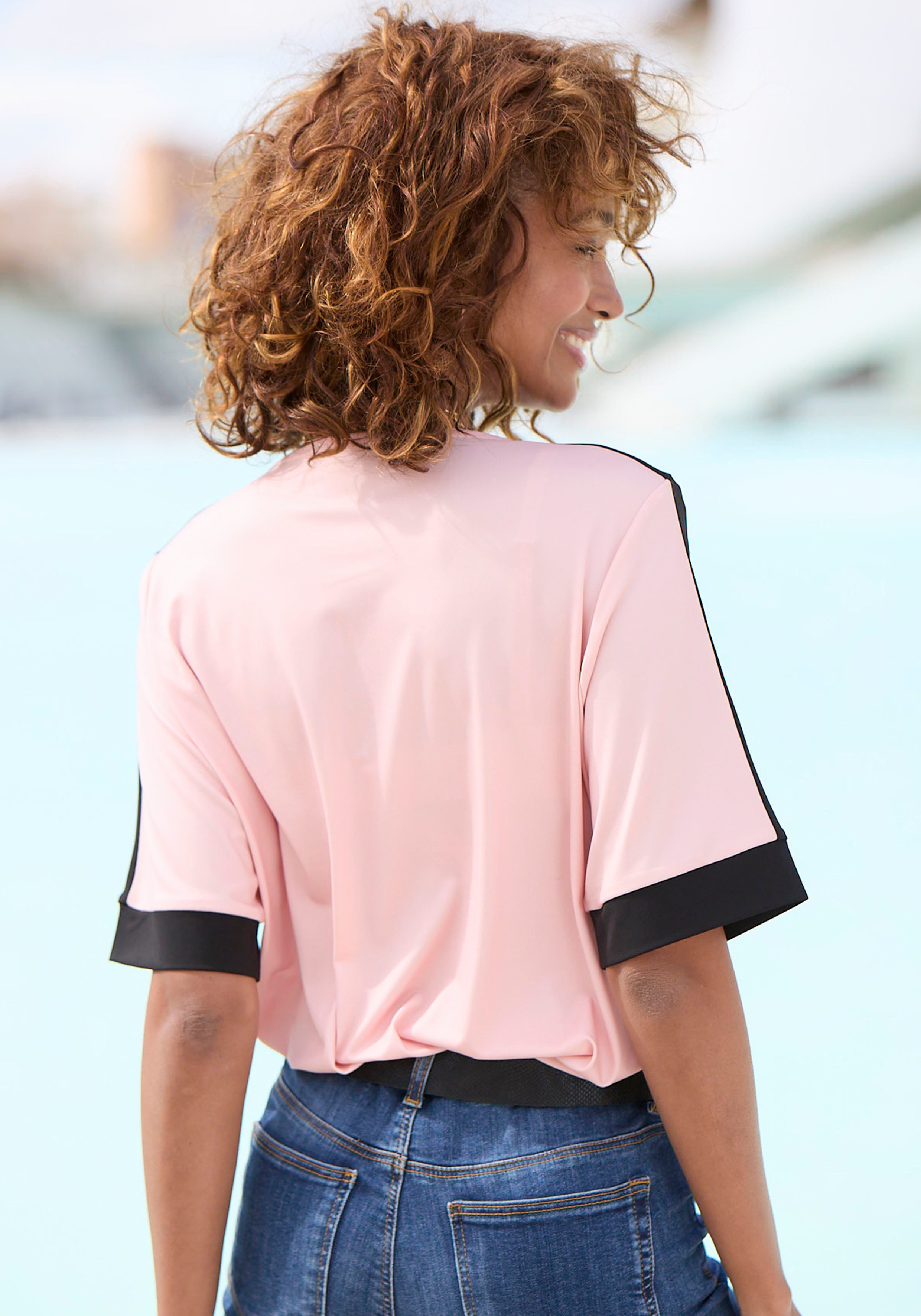Vivance Shirt met korte mouwen met sportieve contraststrepen