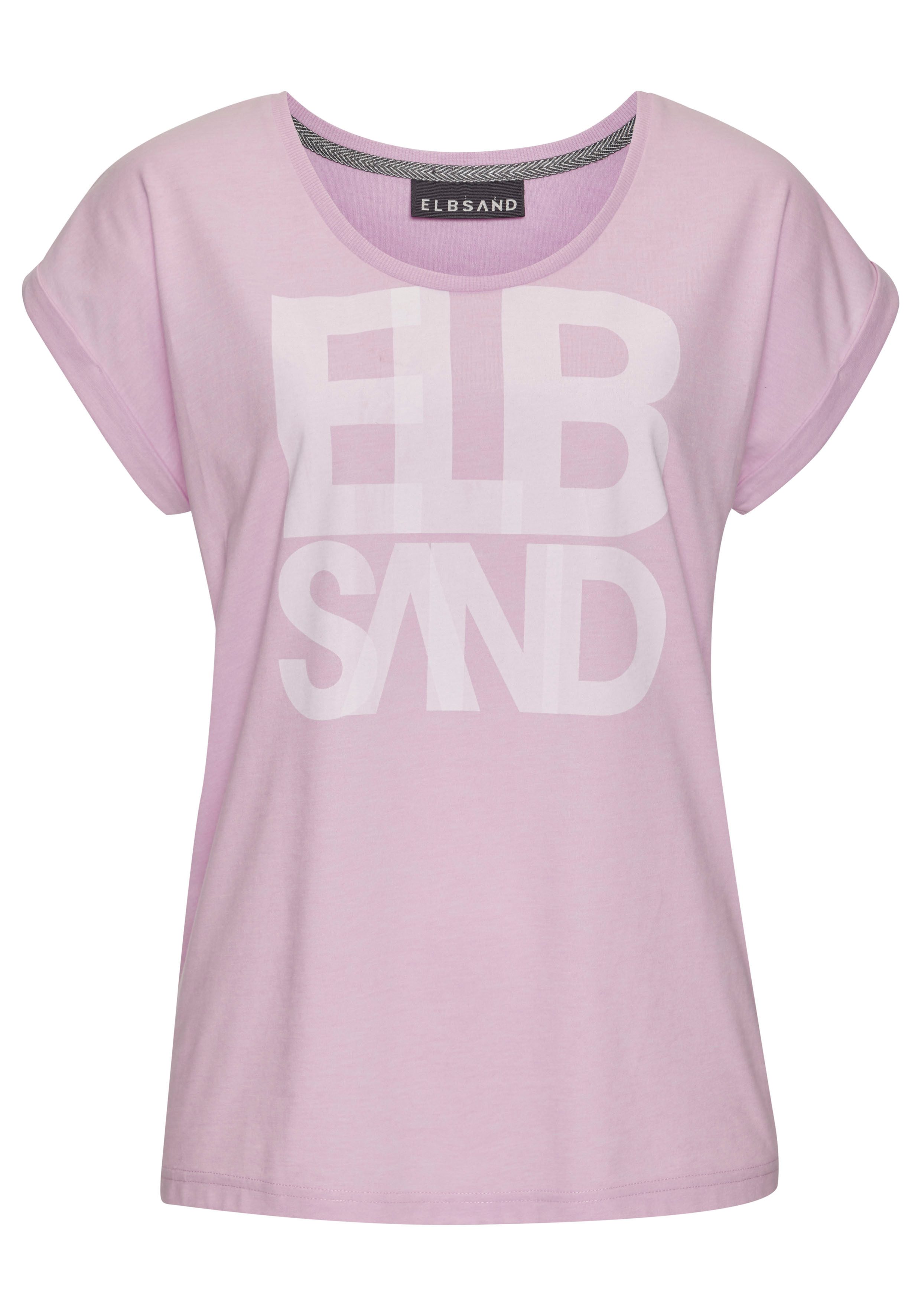 Elbsand T-shirt Eldis met logoprint, korte mouwen shirt van katoenmix, sportief-casual