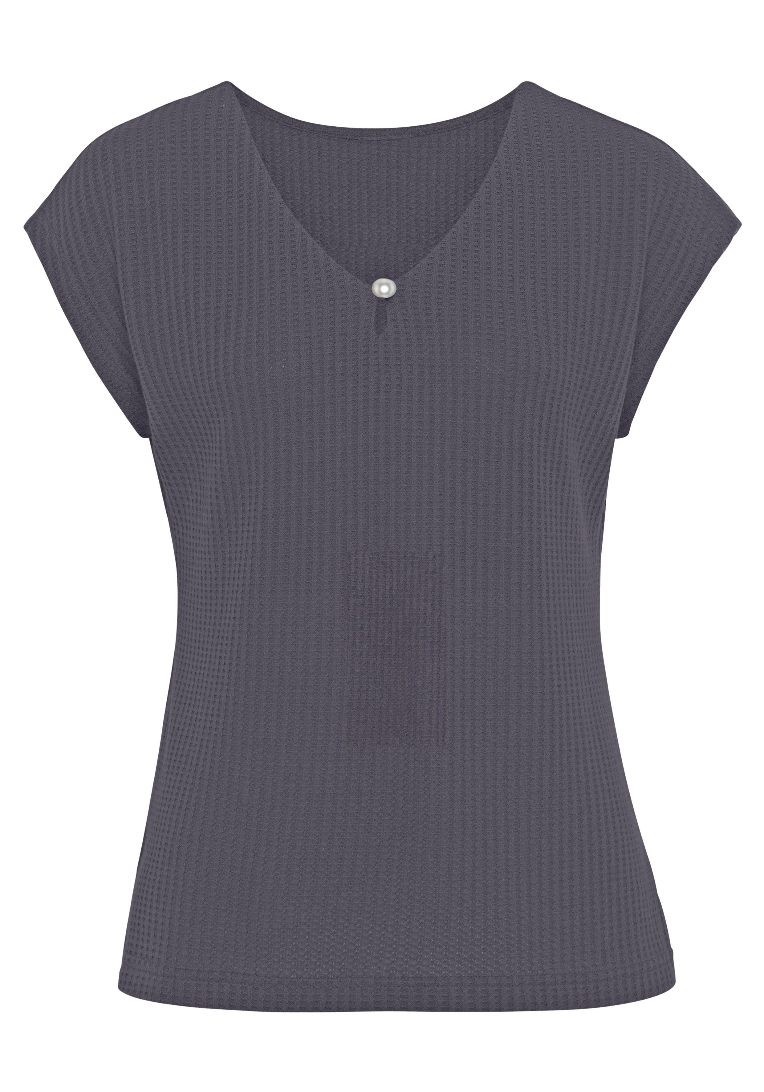Lascana Shirt met korte mouwen Met sierkraaltje van zachte piquékwaliteit (2-delig, Set van 2)