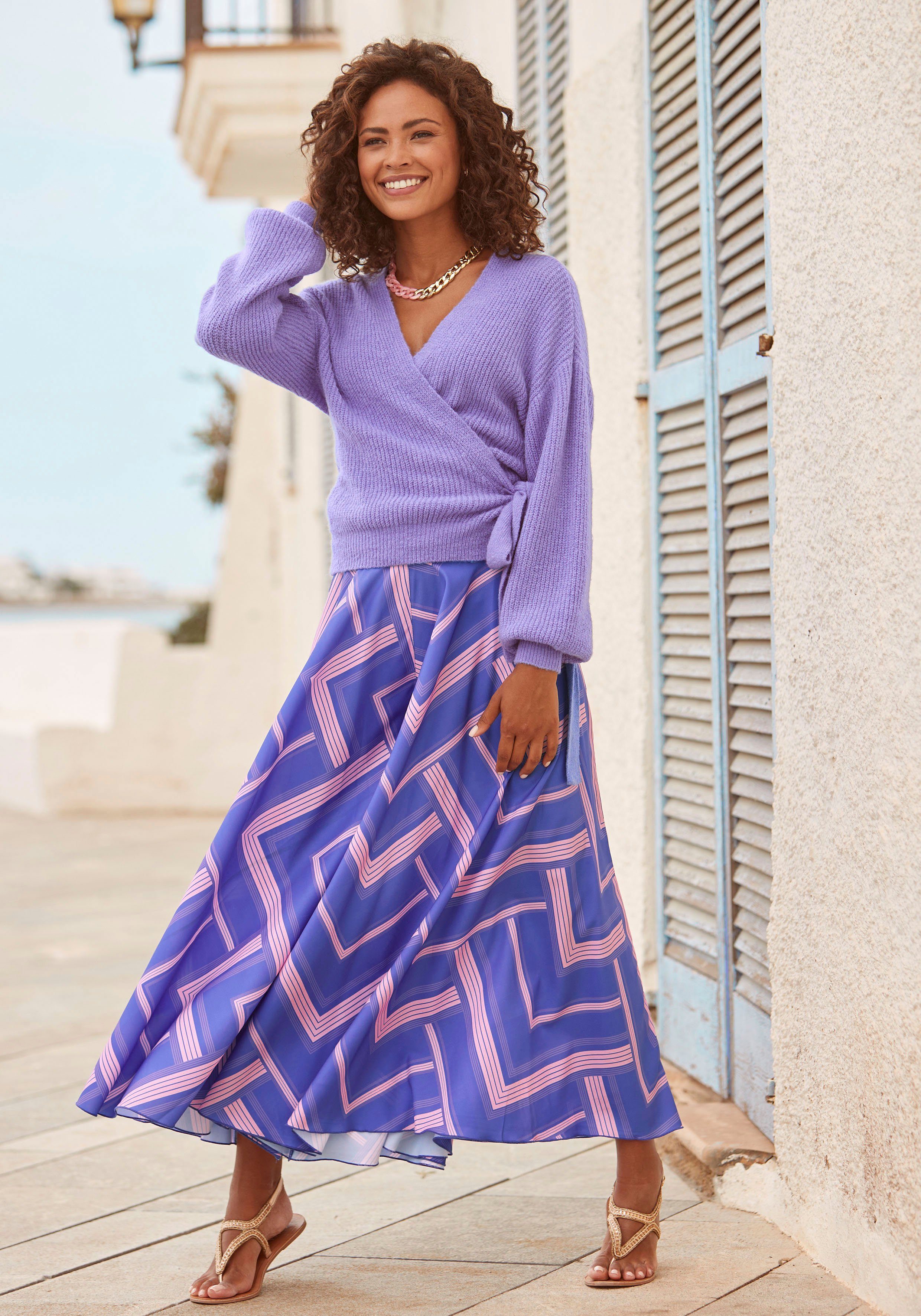 Lascana Broekrok met grafische print, culotte stijl, extra wijde pijpen