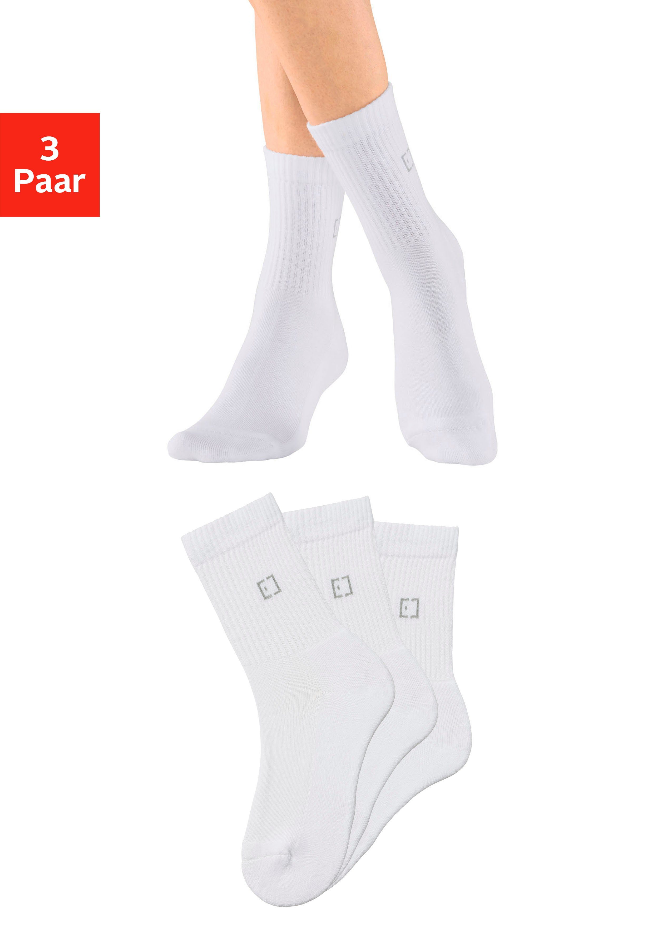 Elbsand Sokken met frotté en gebreid merklogo (set, 3 paar)