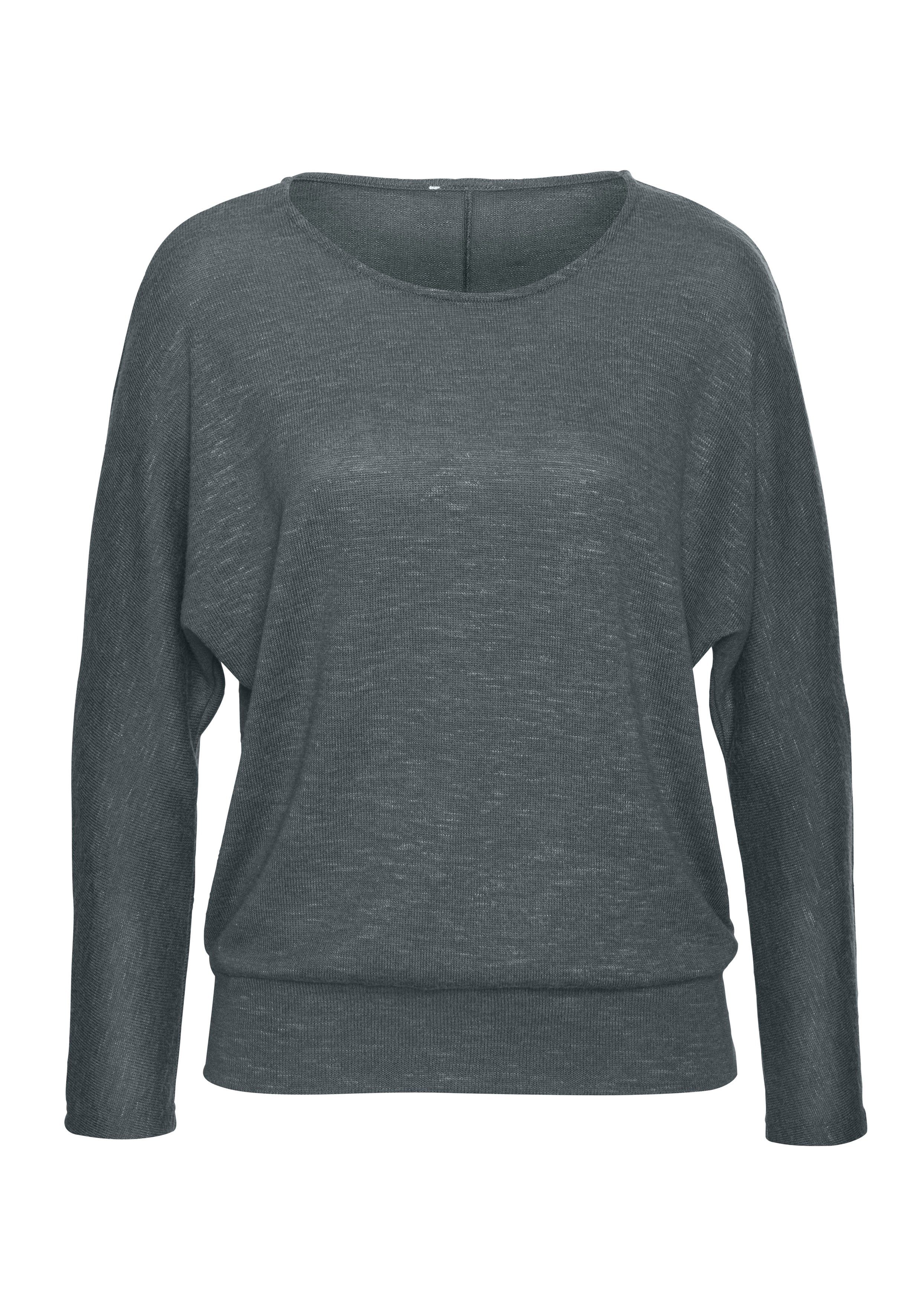 Vivance Shirt met lange mouwen Met brede tailleband van gestructureerd fijn breiwerk met viscose