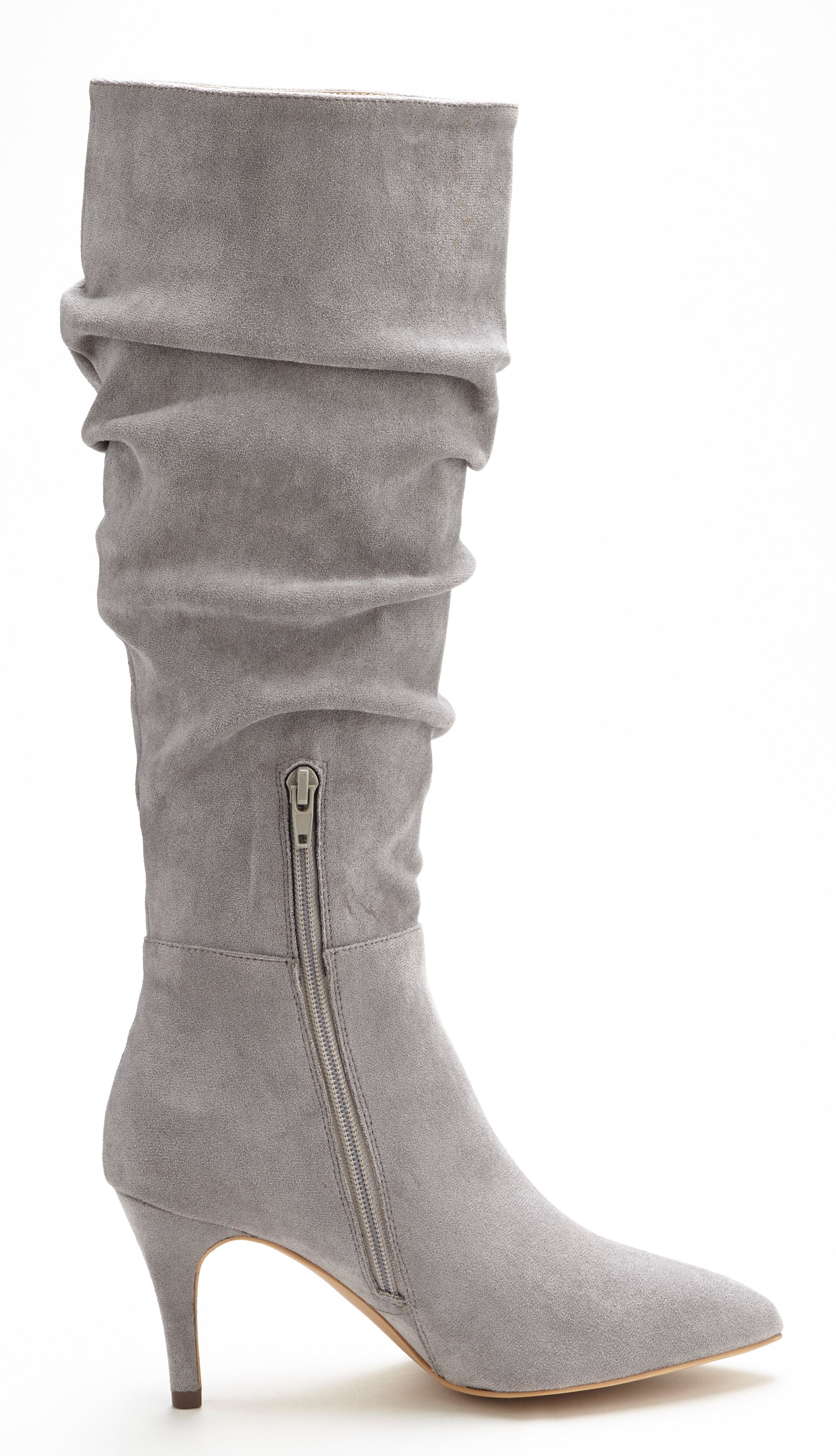 Lascana Laarzen met ritssluiting met modieuze rimpeling, lange schacht, high-heel enkellaars, slouchy boots