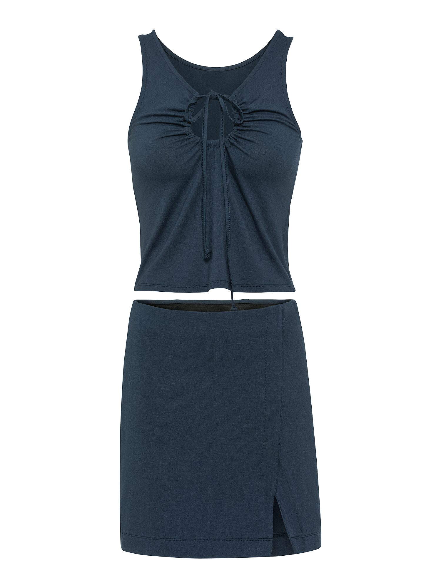 LSCN by LASCANA Top (set, 2-delig, Met mini rok) strandtops maat 44 blauw