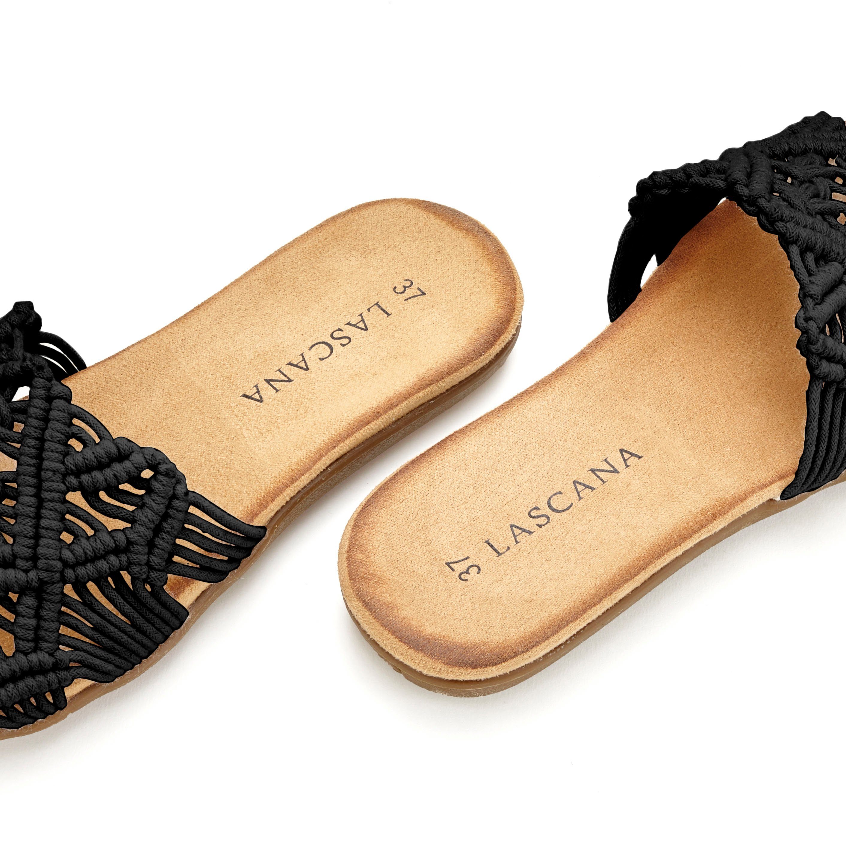 Lascana Slippers Mule, sandaal, open schoen met modieus haakpatroon VEGAN
