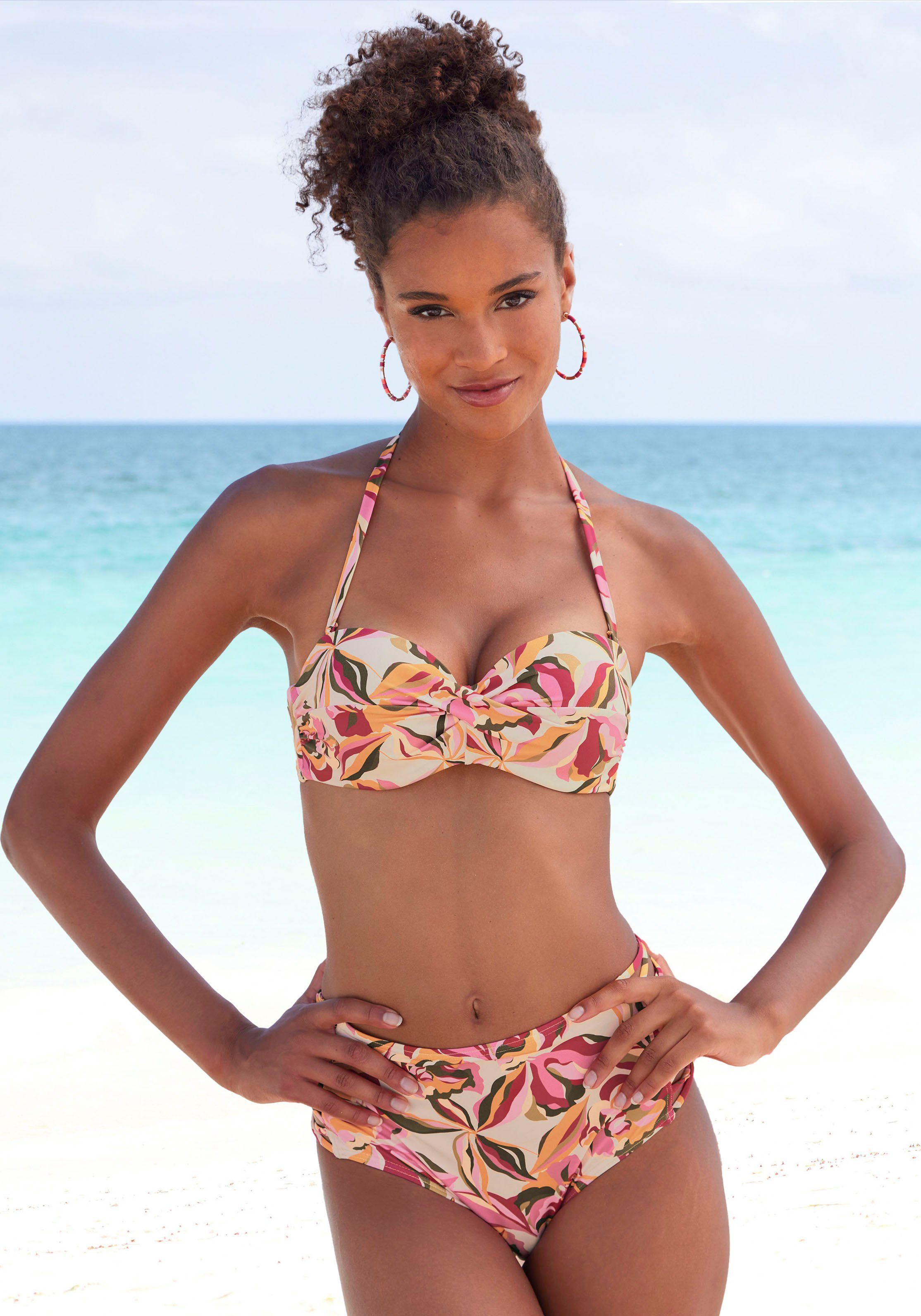s.Oliver RED LABEL Beachwear Beugelbikinitop in bandeaumodel Bauhinia met gebloemd design