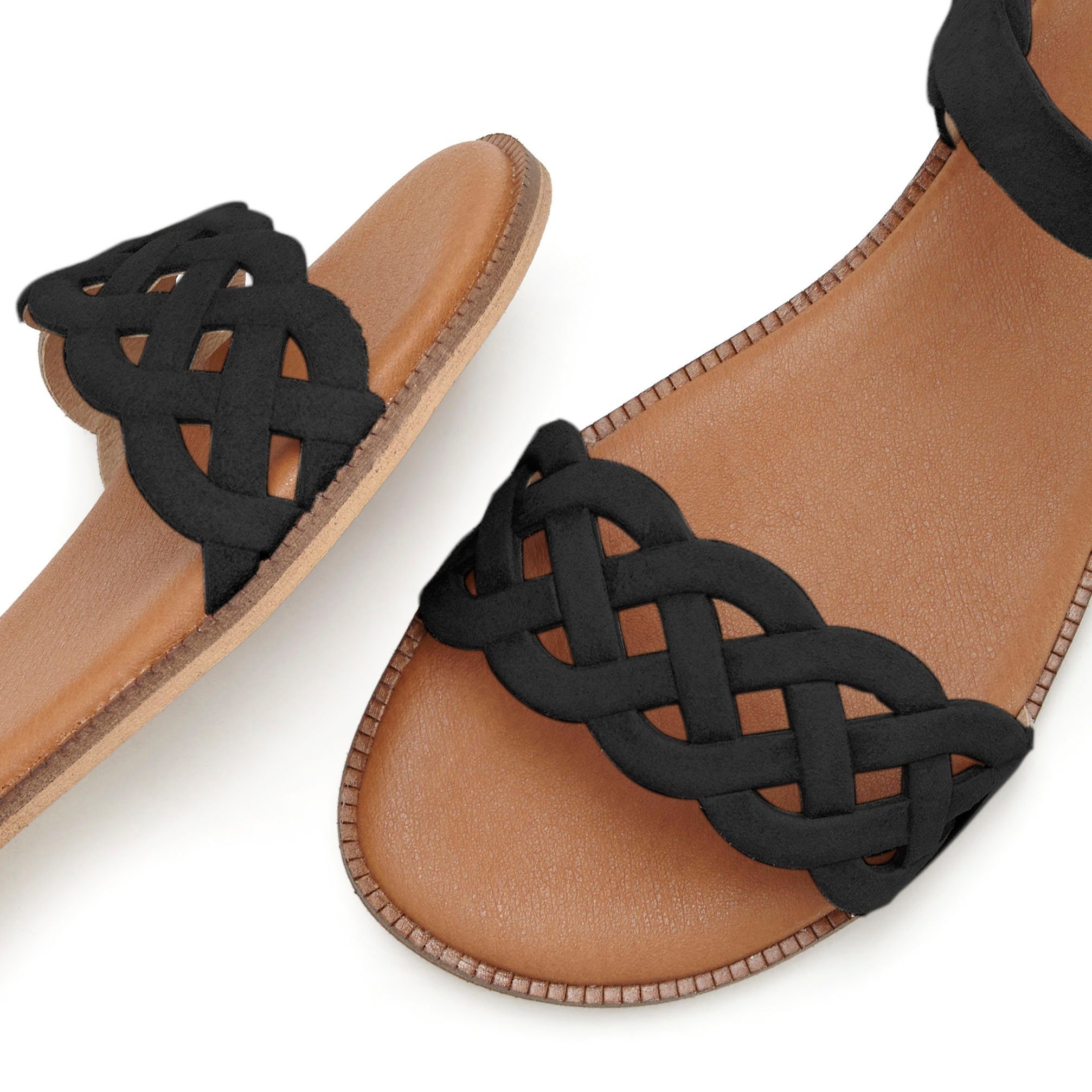 Lascana Sandalen Zomerschoen Sandalette, zomerschoen van leer met uitsparingen en zachte binnenzool