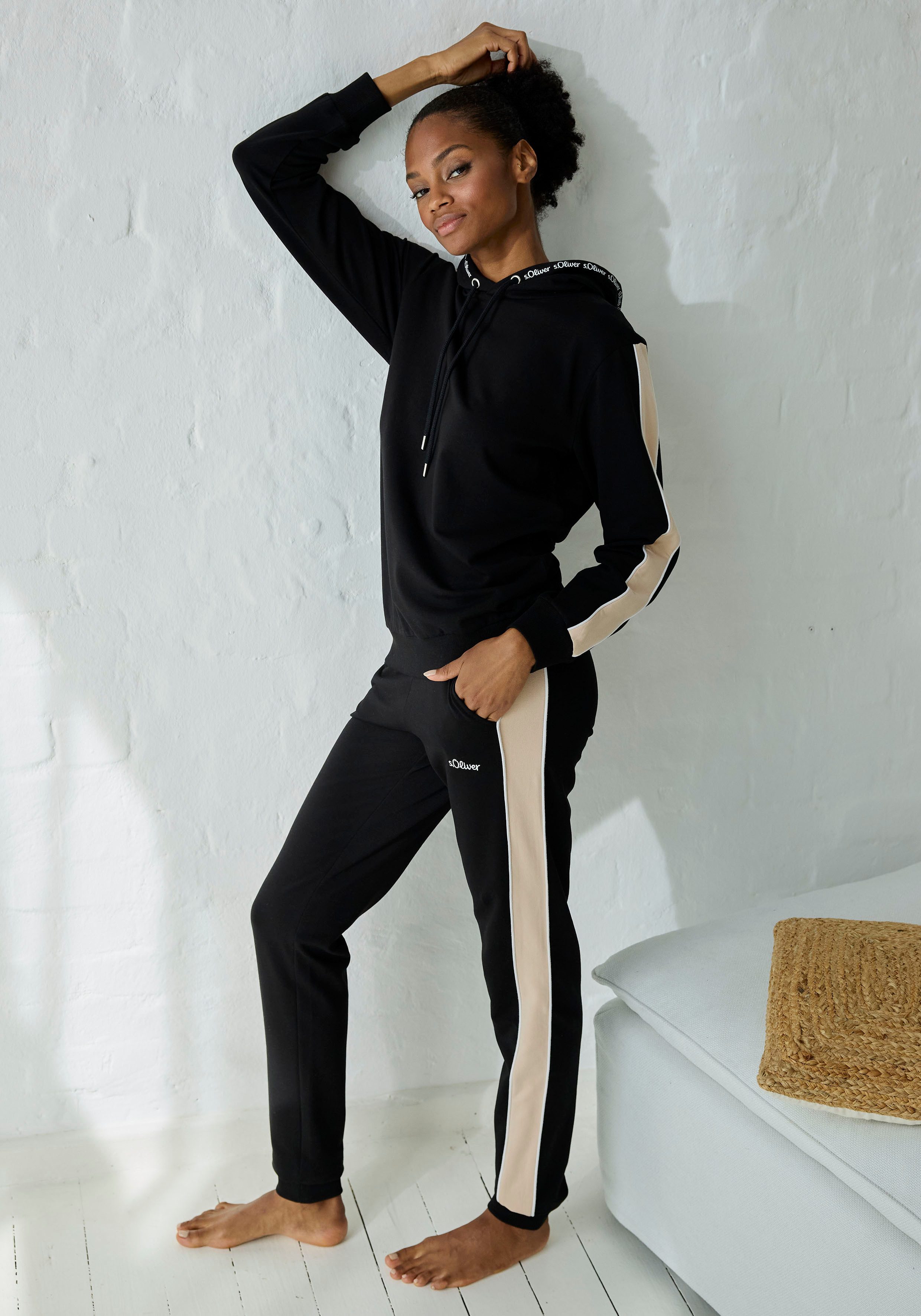 s.Oliver RED LABEL Beachwear Hoodie met contrasterende accenten, loungewear (1-delig)