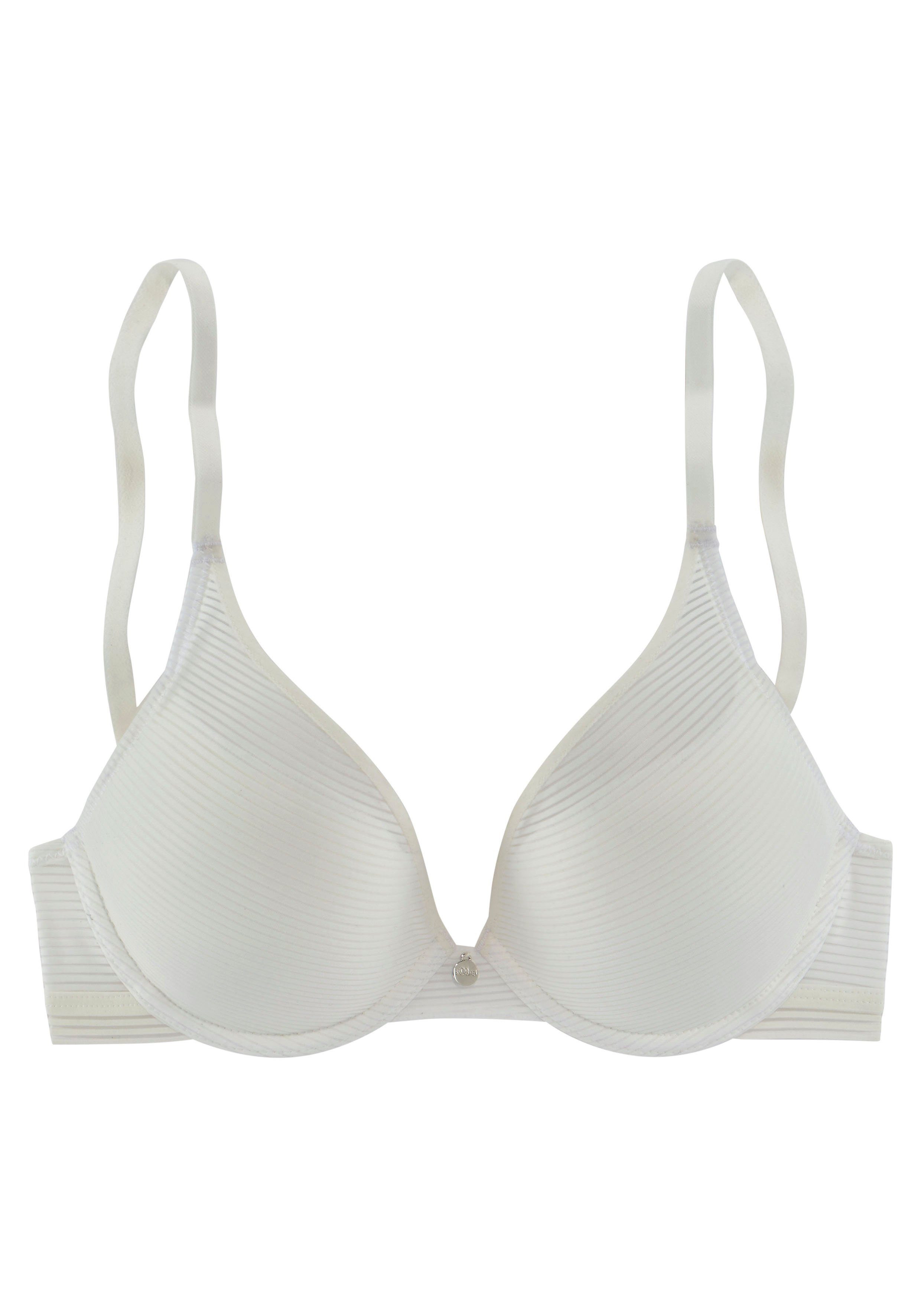 s.Oliver RED LABEL Beachwear Push-up-bh Zoè gemaakt van modieus mesh in een gestreepte look push-up bh's maat 70 D beige