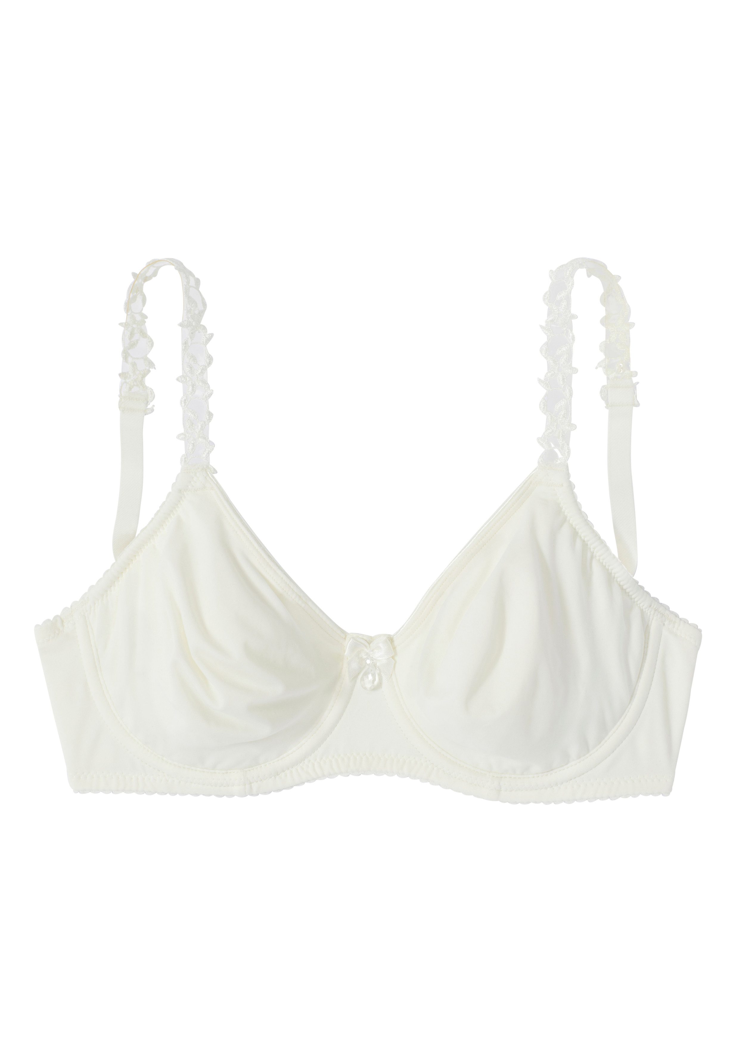 Nuance T-shirt-bh met beugel, zonder cups met transparante geborduurde bandjes, ondergoed