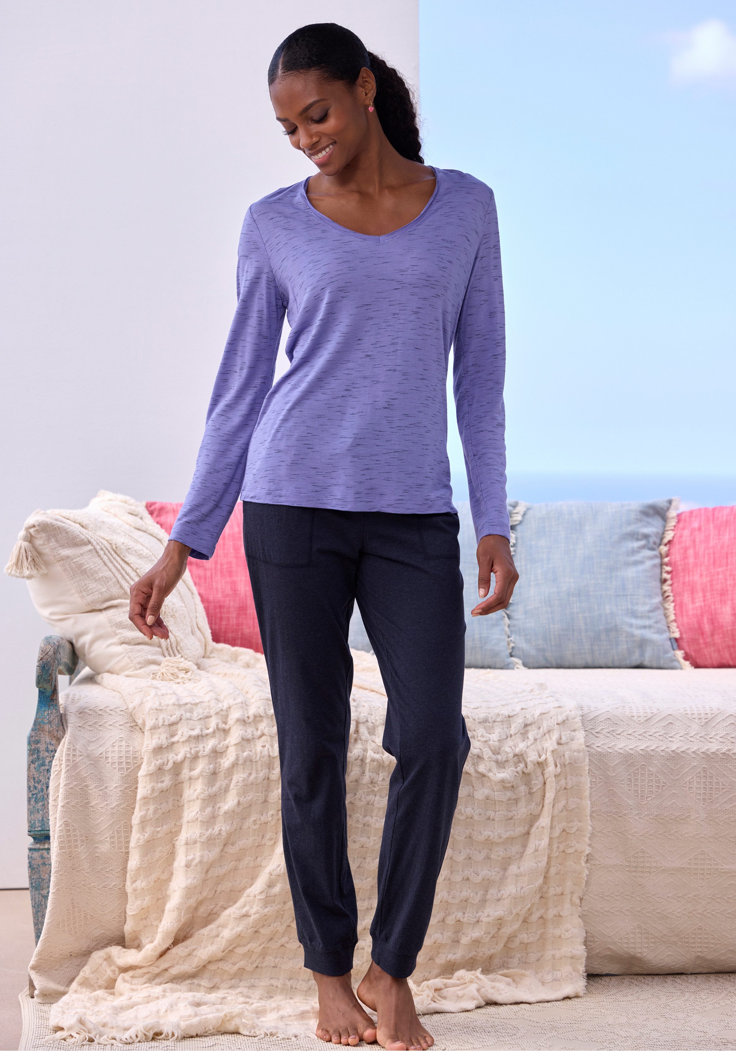 Vivance Dreams Pyjama Mooie melange-effect (2-delig)