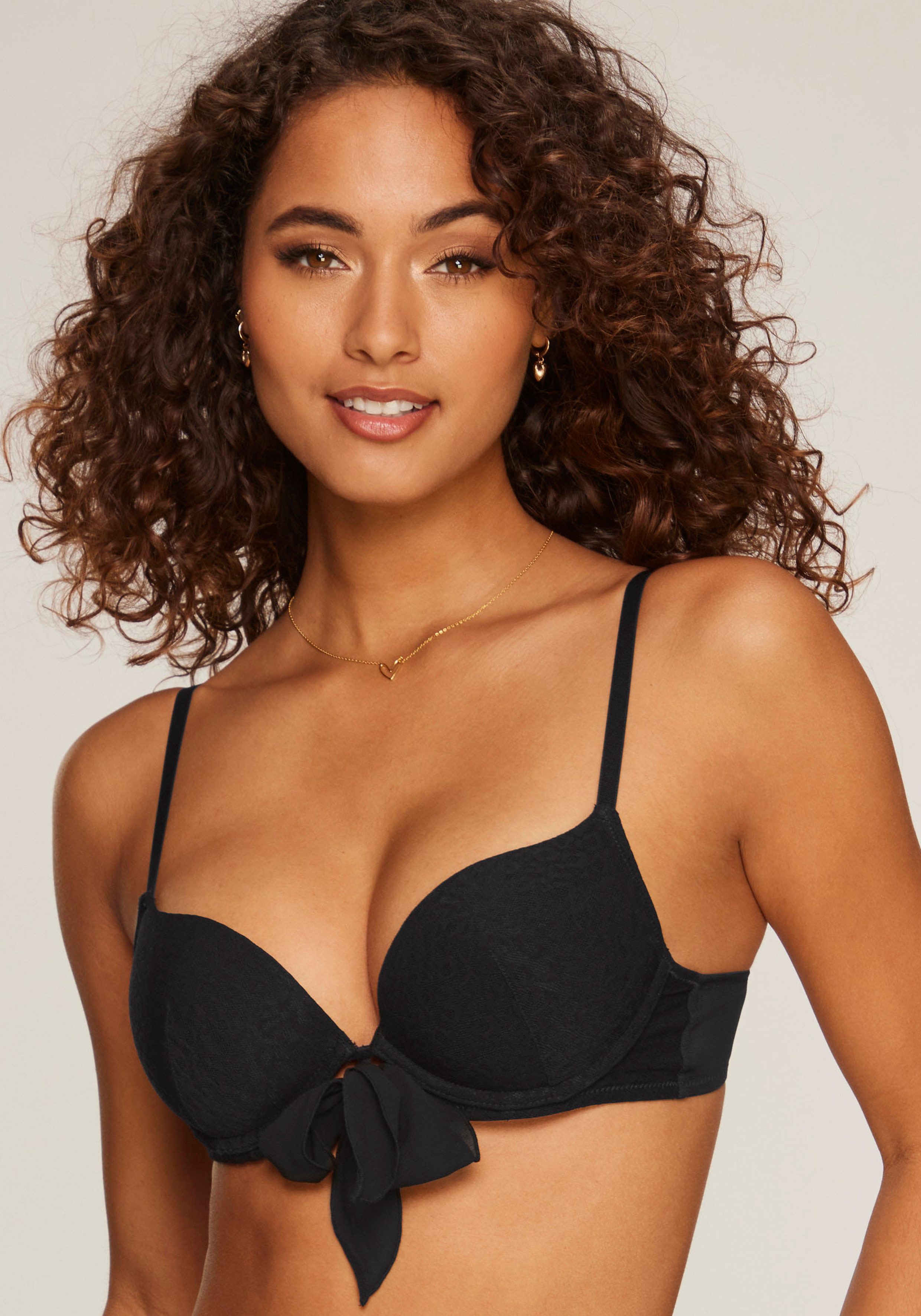 Vivance Push-up-bh ANNA met beugel en vrouwelijke strik aan de voorkant, sexy lingerie