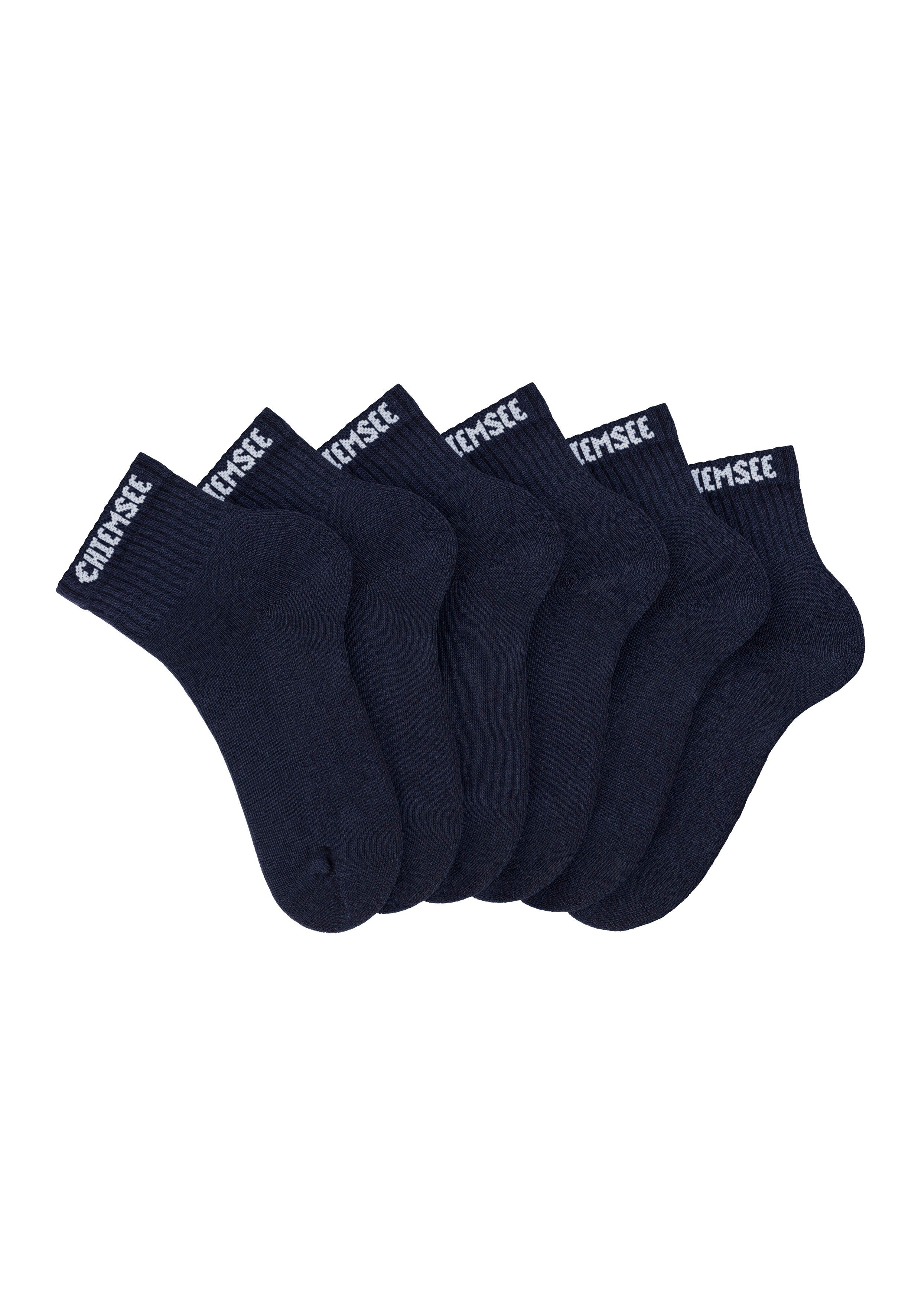Chiemsee Korte sokken met gebreid merknamen (set, 6 paar) heren maat 35-38 blauw