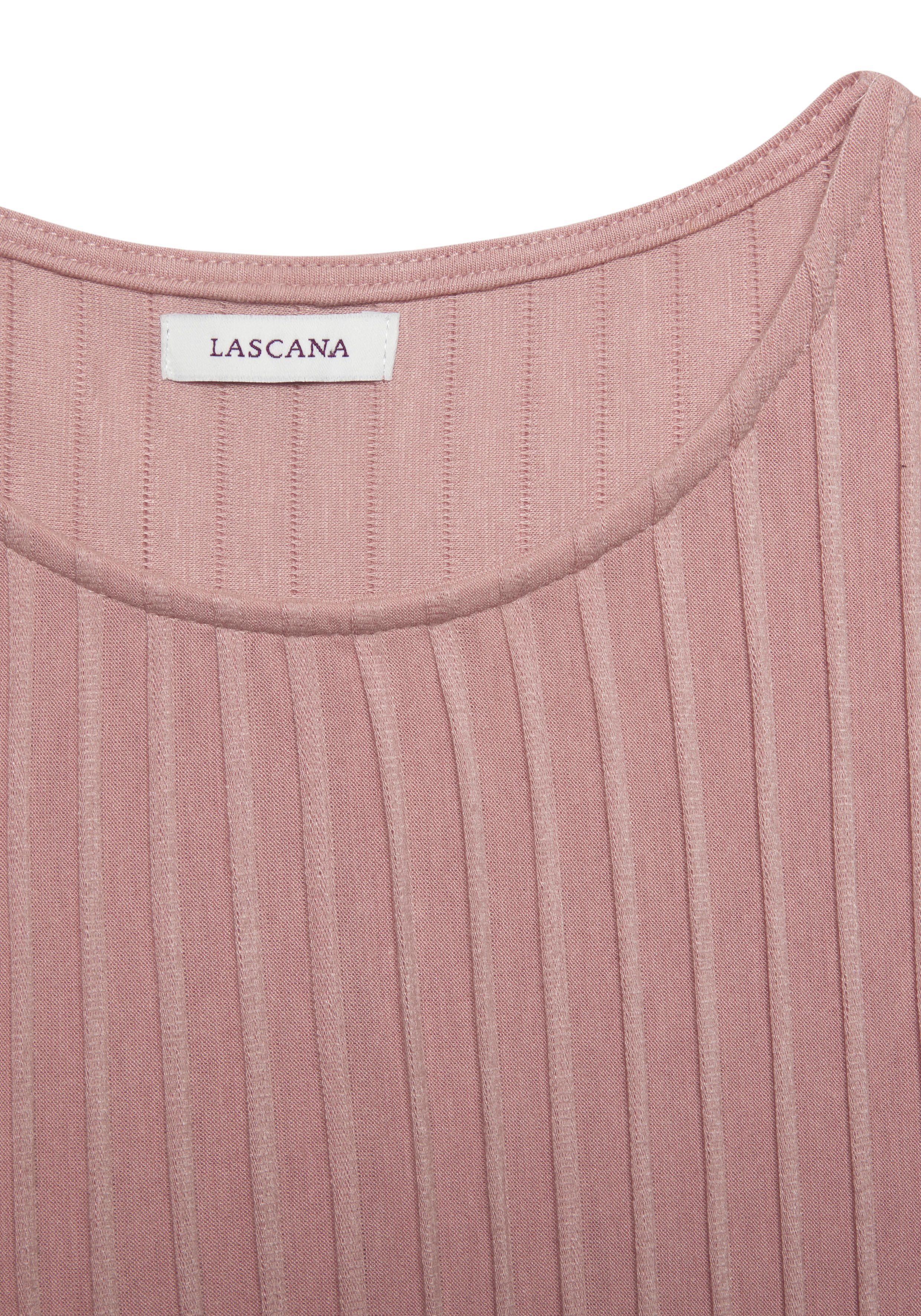 Lascana Shirt met korte mouwen met biesstructuur, kreukvrij t-shirt van moderne structuurstof