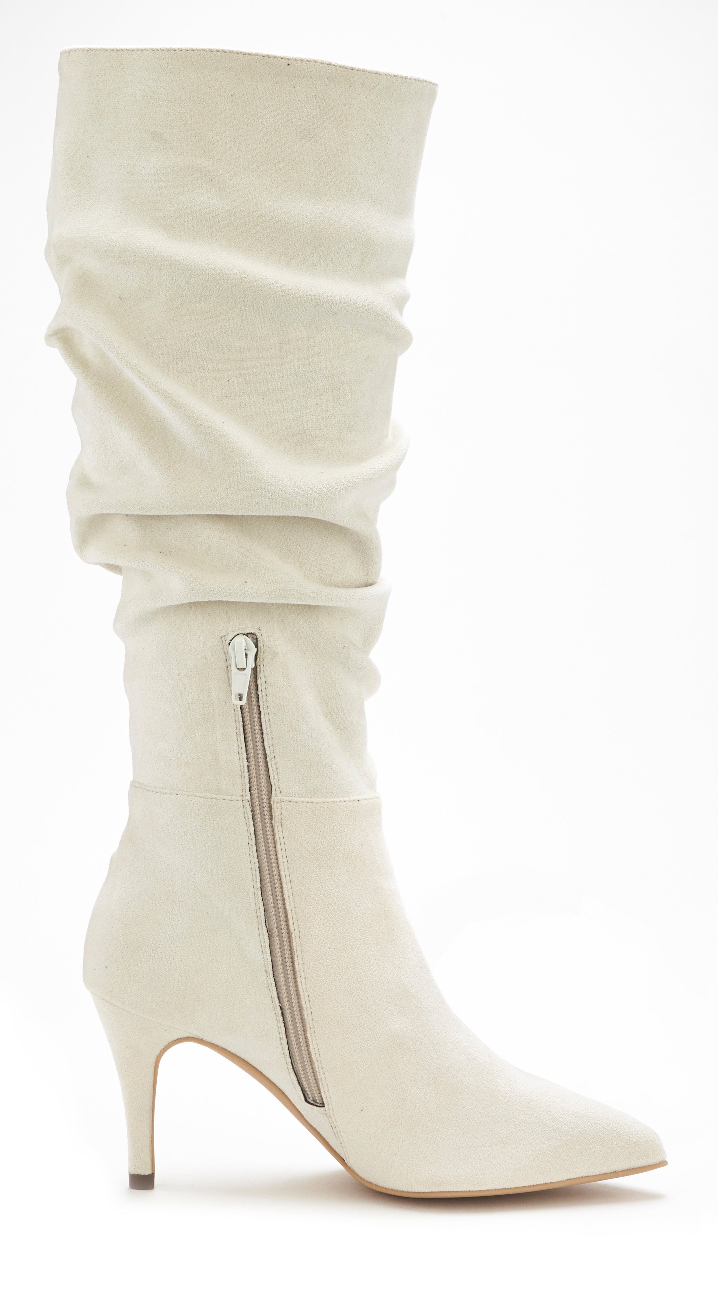Lascana Laarzen met ritssluiting met modieuze rimpeling, lange schacht, high-heel enkellaars, slouchy boots