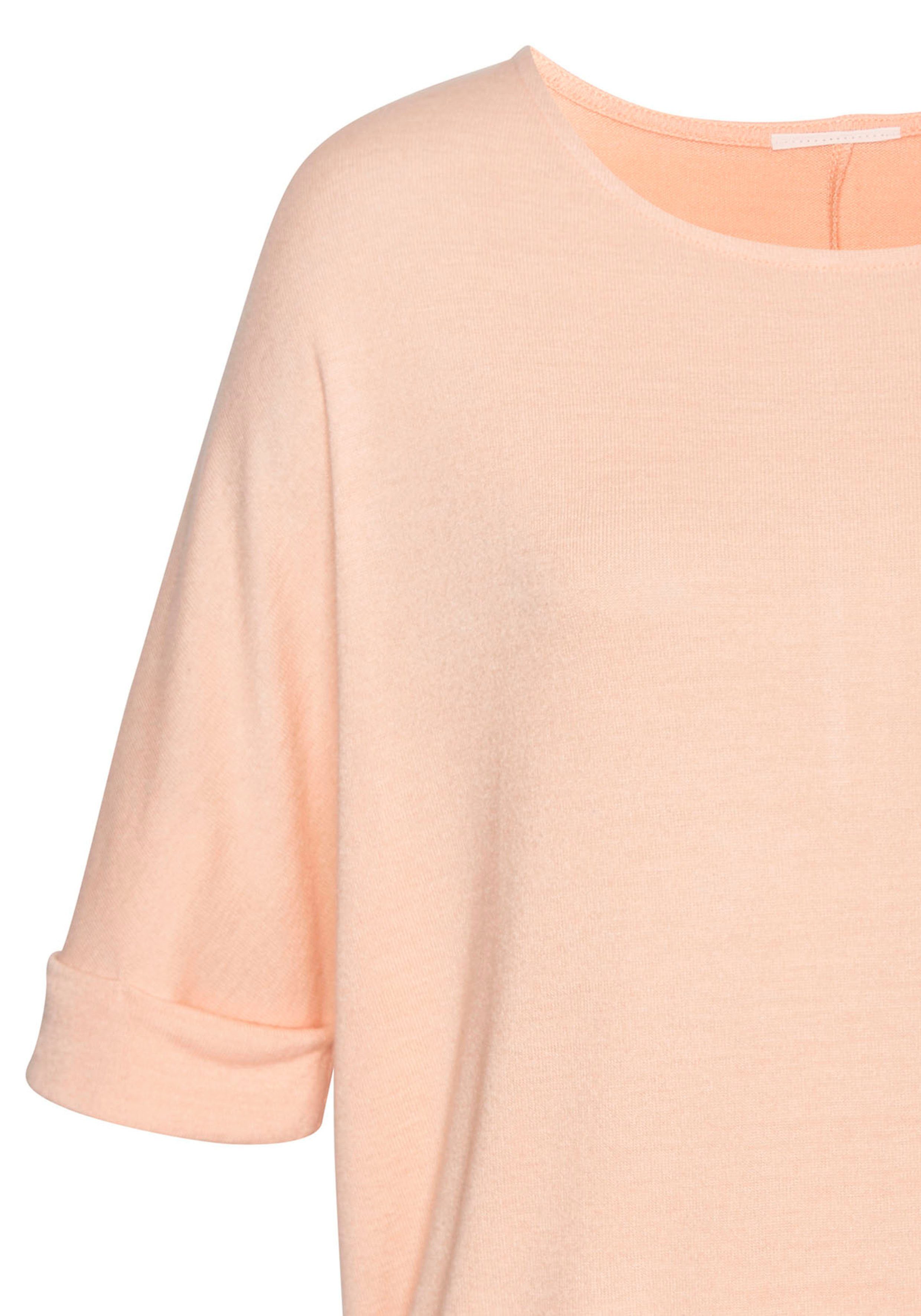 Lascana Shirt met ronde hals Met brede mouwomslag van zacht viscose-fijntricot