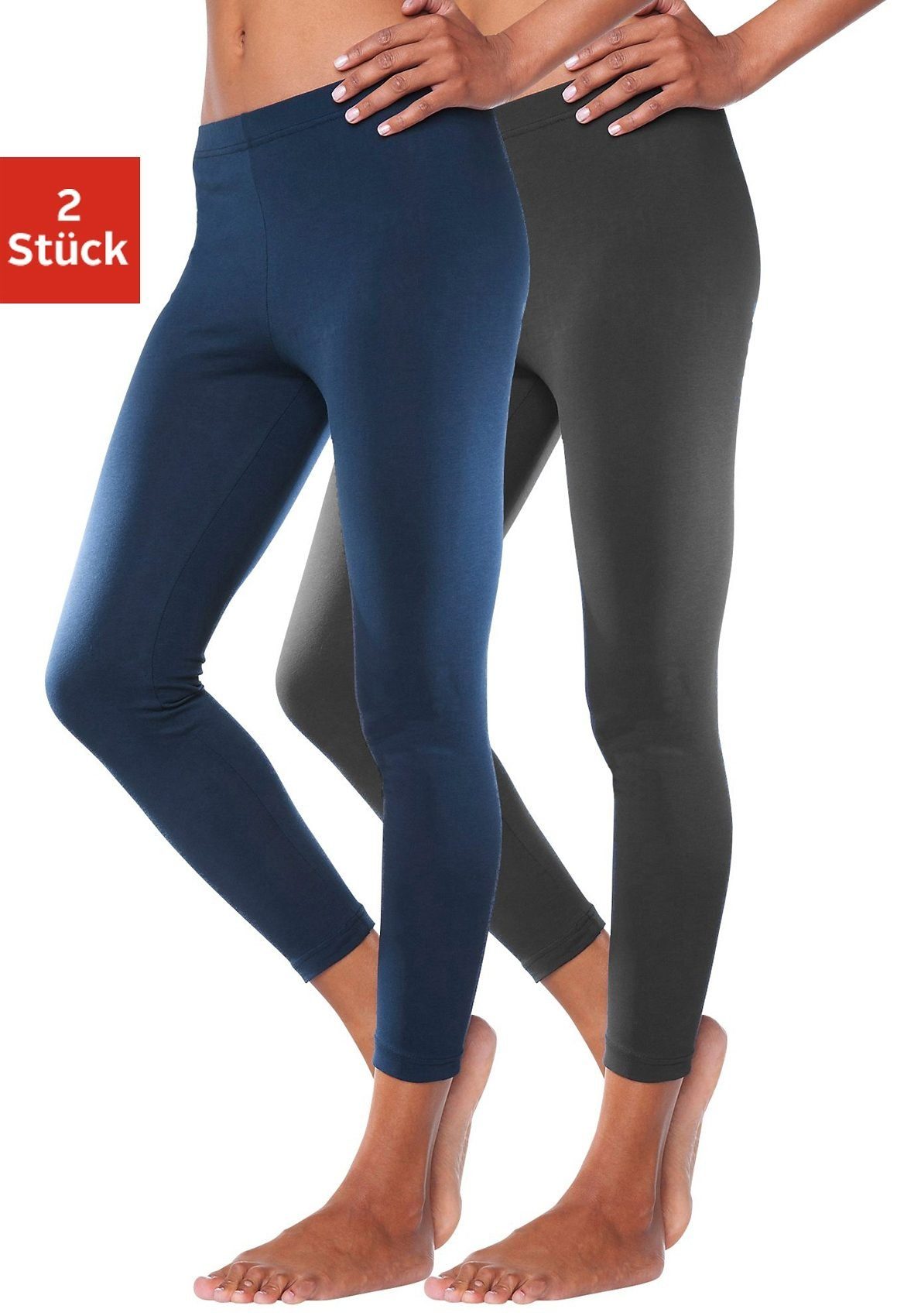 vivance active Legging met rubberen tailleband, loungewear (2-delig, Set van 2)