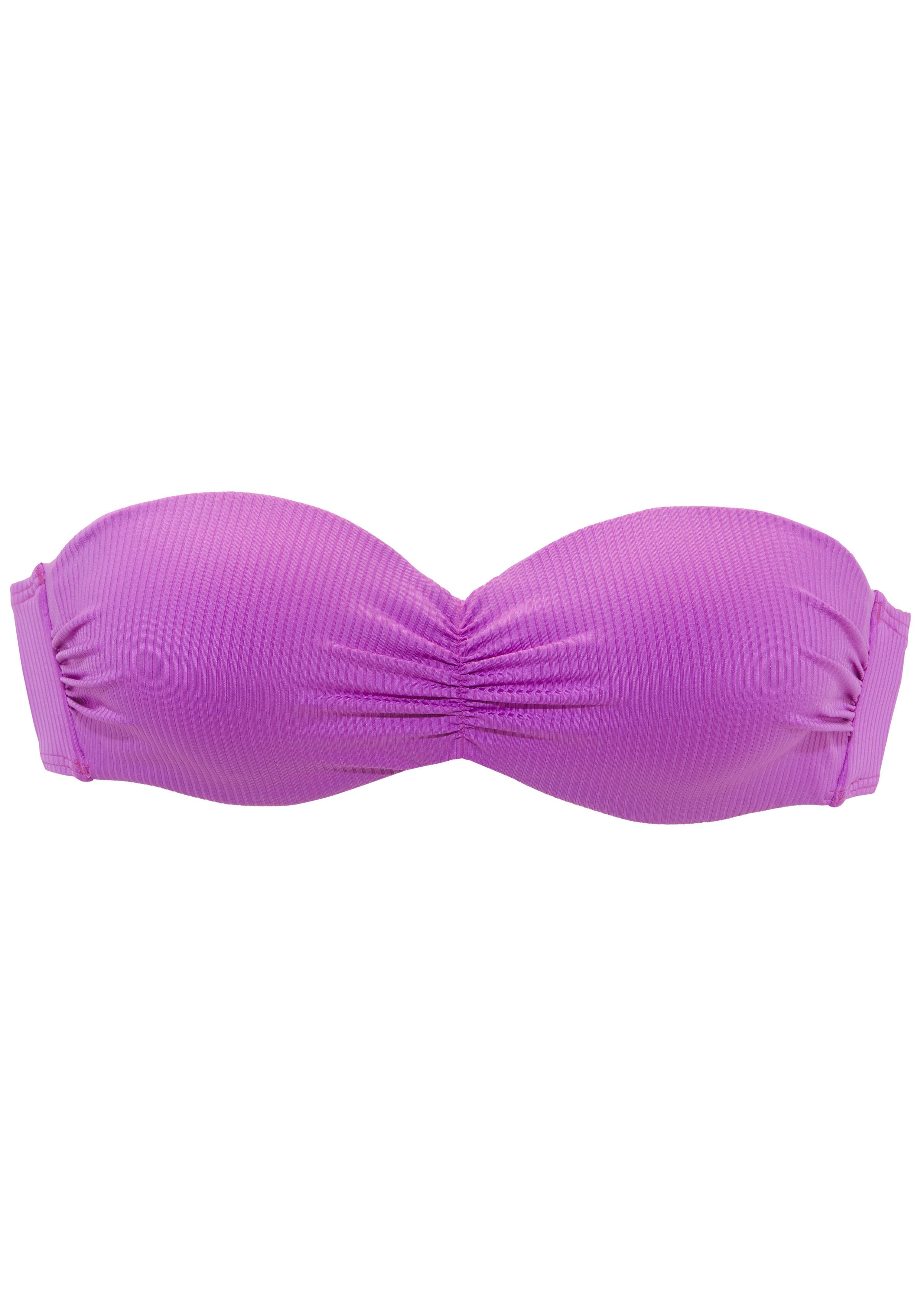 Venice Beach Bandeau-bikinitop Lucky van geribbelde structuurstof bandeau bikini's maat B B paars
