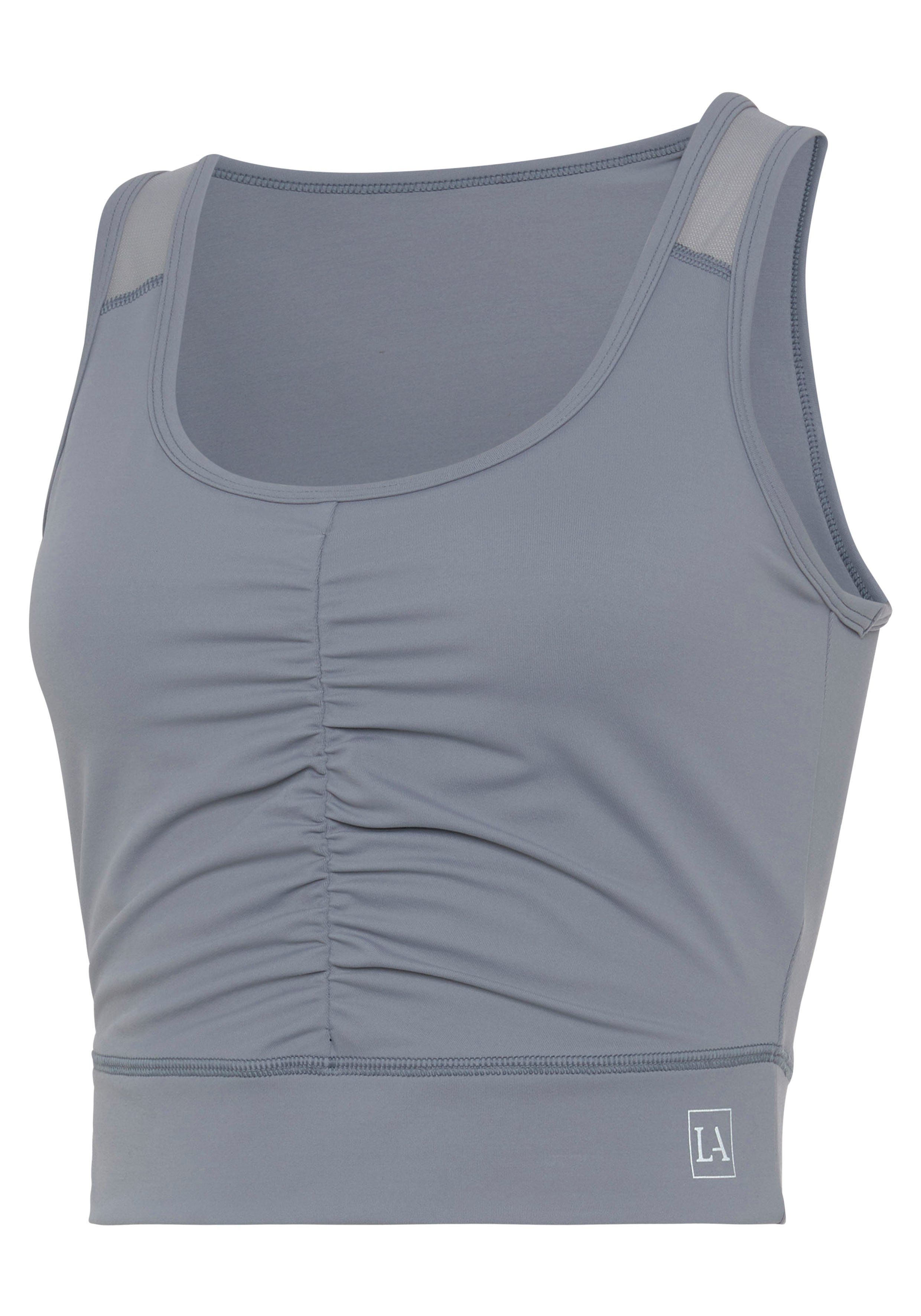 active by Lascana Crop-top met rimpeling en mesh-inzetten