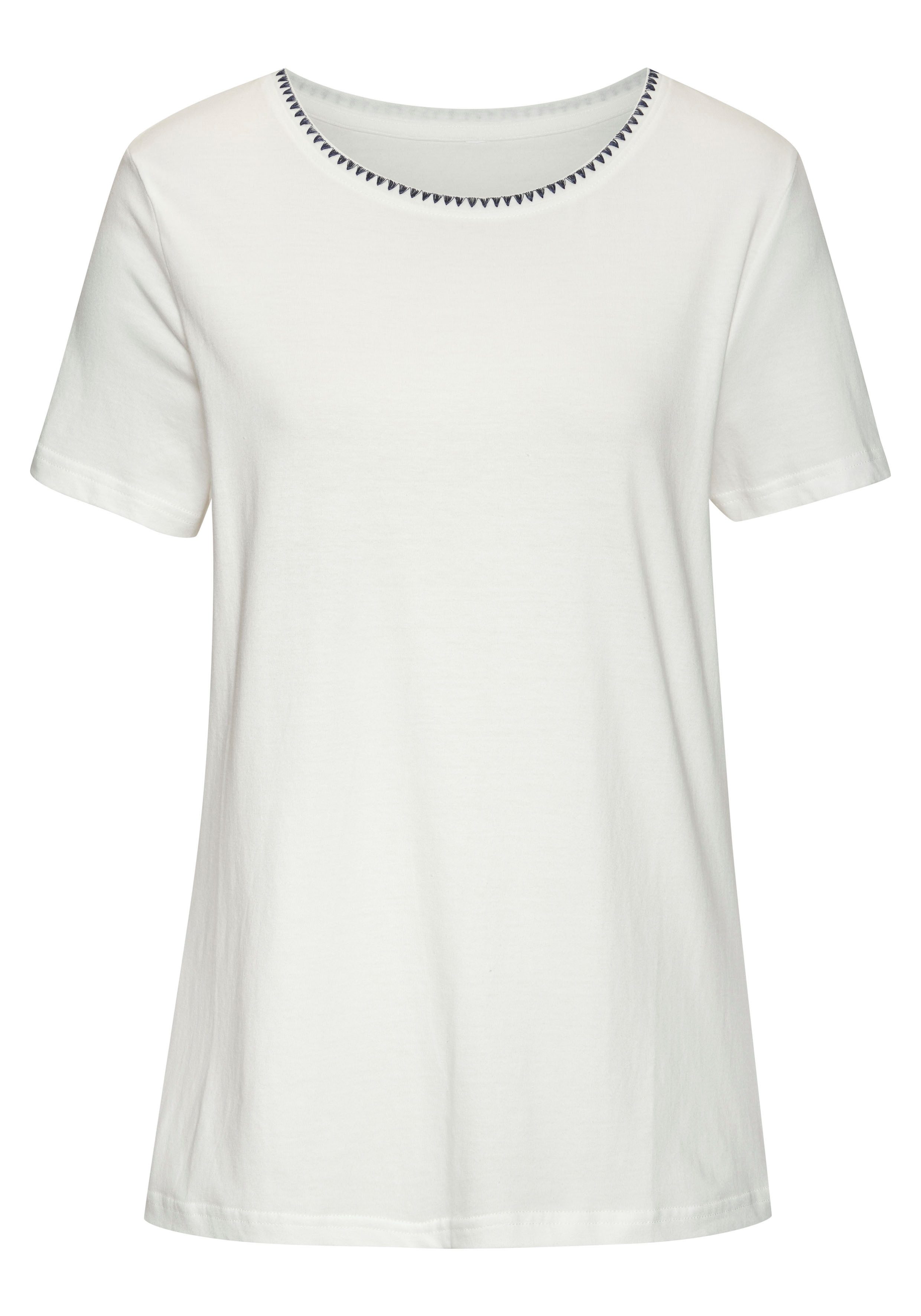 Vivance T-shirt Met modieuze contrastborduursel (Set van 2)