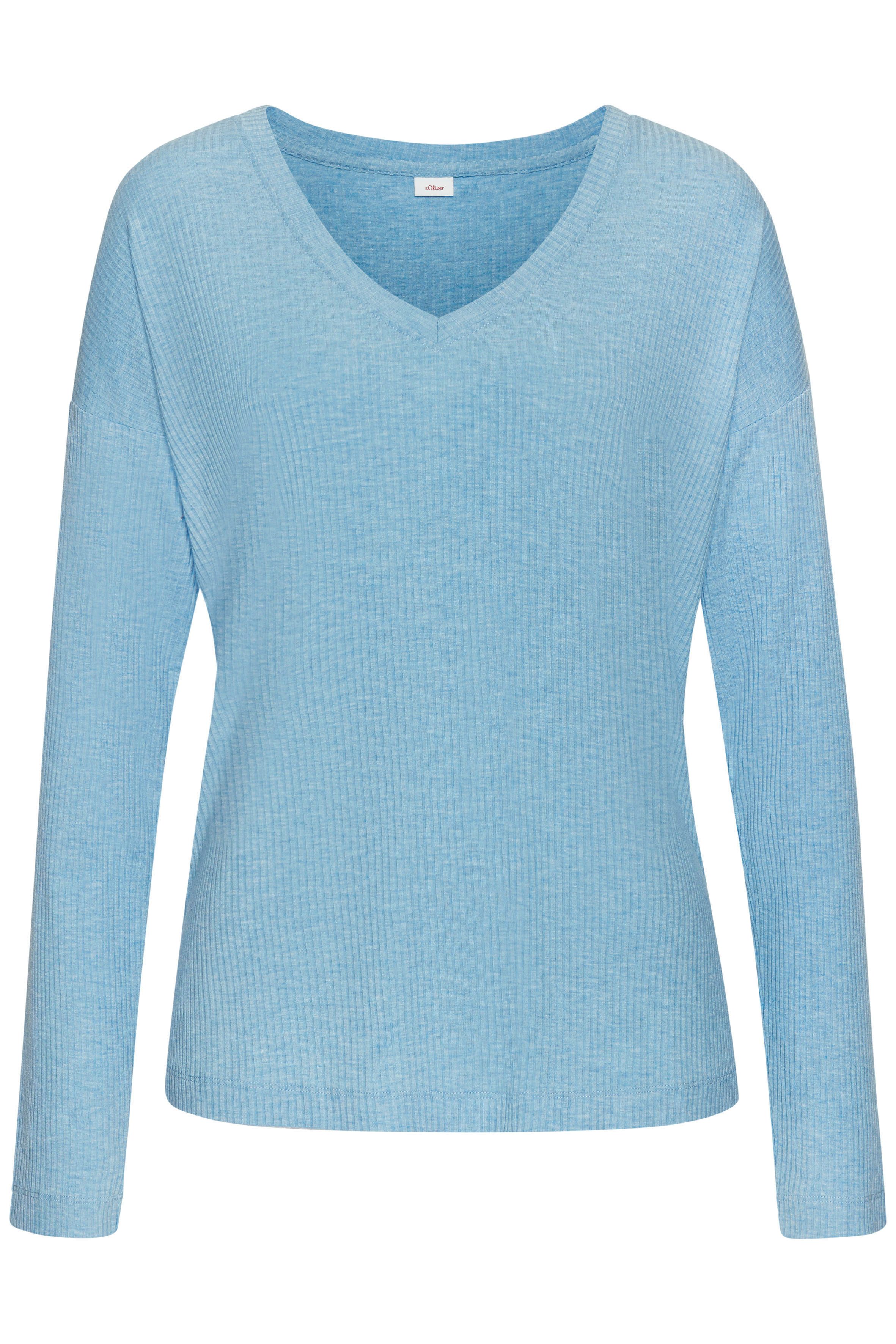 s.Oliver RED LABEL Beachwear Pyjama top in aangename 4x4 ribkwaliteit