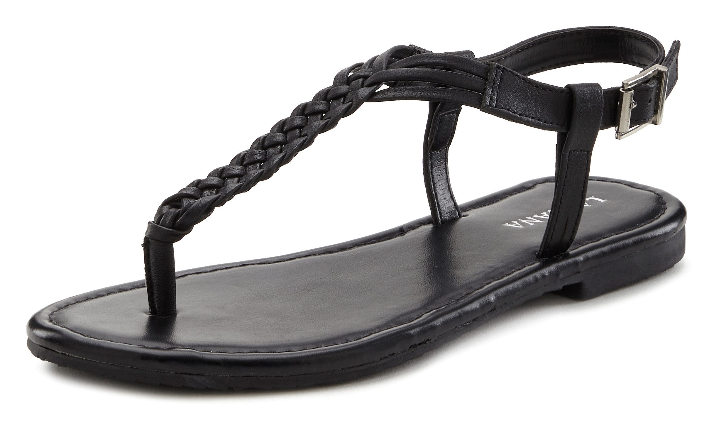 Lascana Teenslippers Sandalet, Zomerschoen Sandaal van leer met vlecht-look