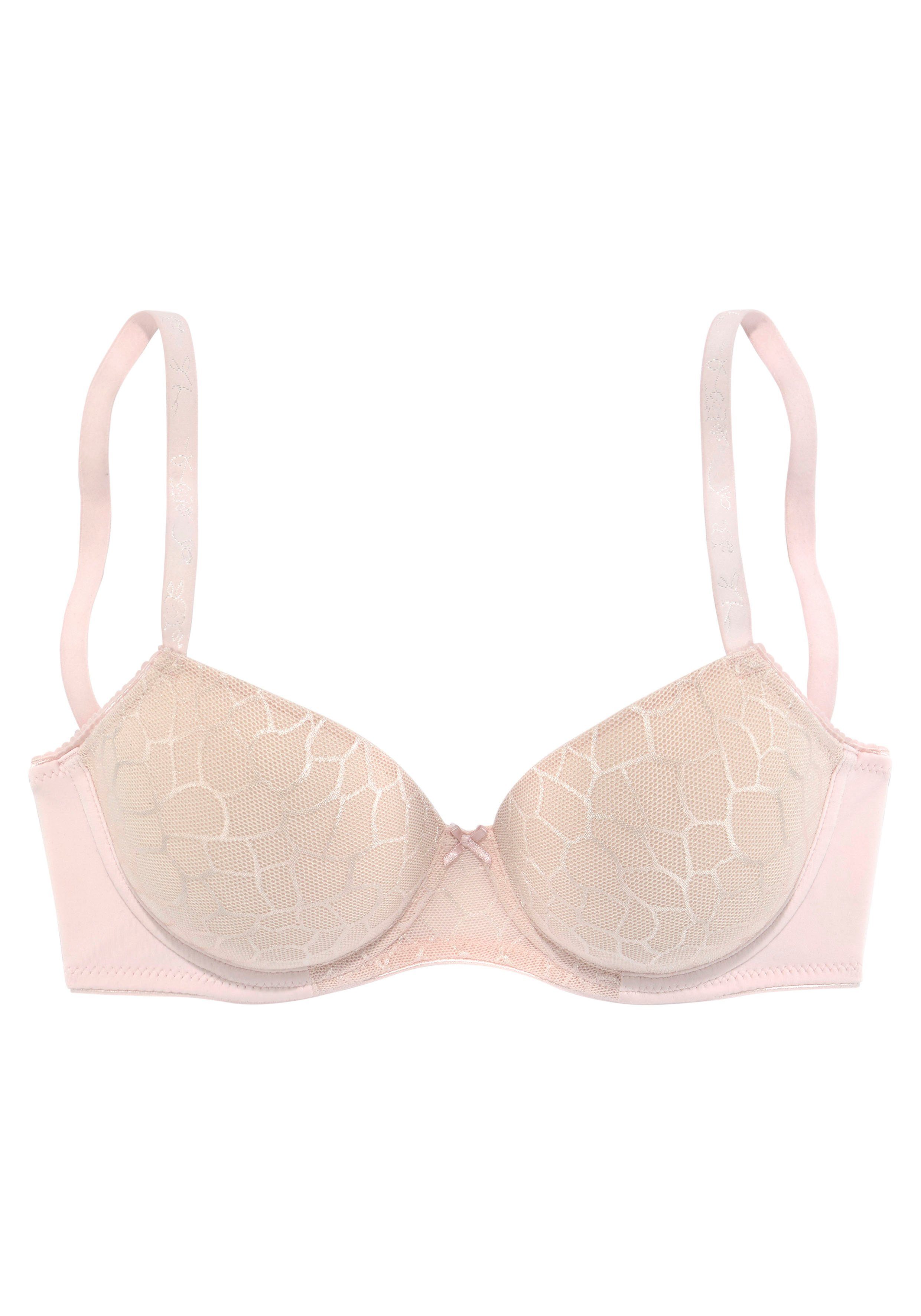 Lascana Bh met steuncups Chiara met grafisch netmotief, dessous voorgevormde bh's maat 75 B roze