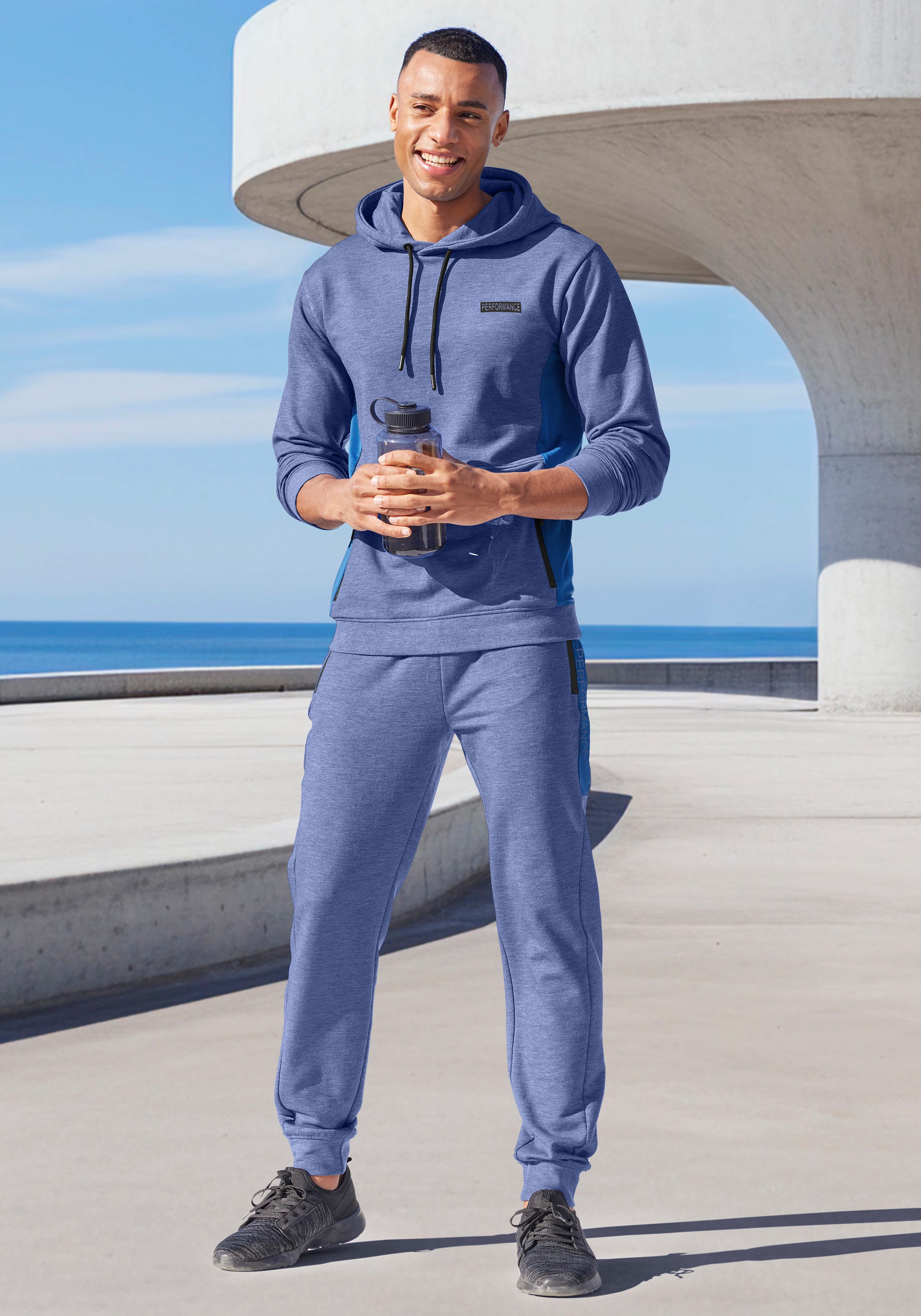 AUTHENTIC LE JOGGER Capuchontrui - Sport-Hoodie gemêleerde look, met ritszak