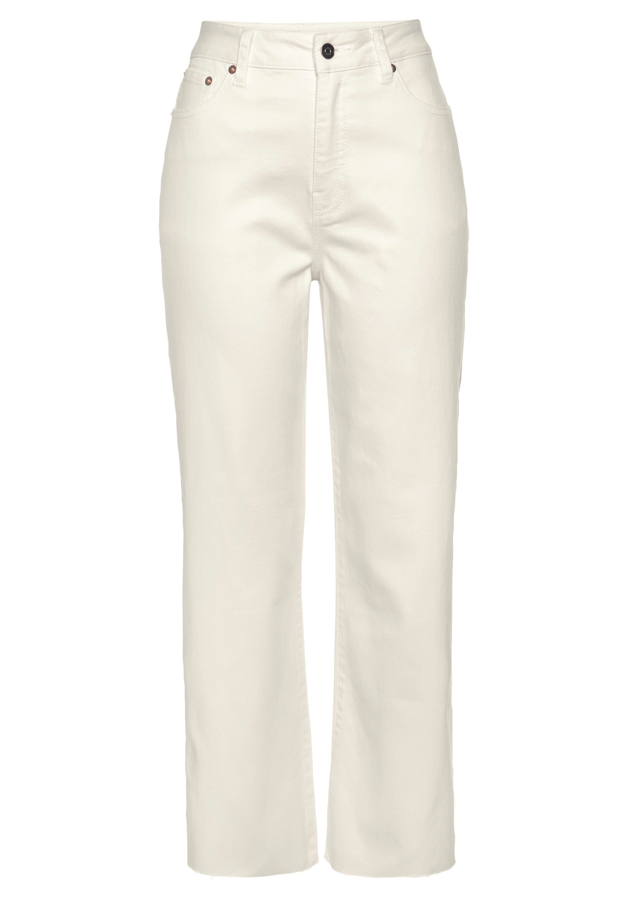 Buffalo Wijde jeans met licht uitgerafelde broekzoom, culotte jeans in 7/8-lengte