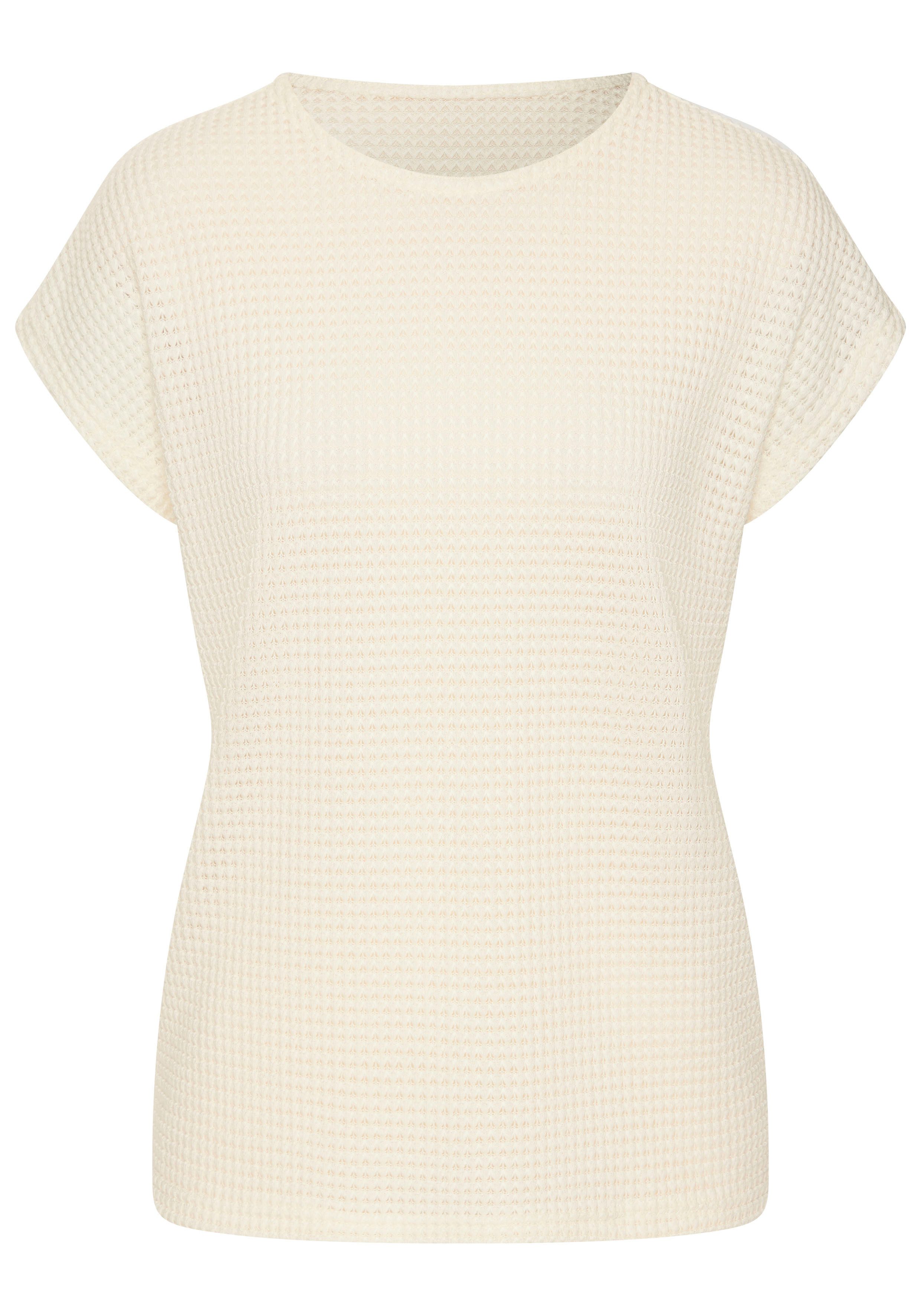 Vivance Shirt met korte mouwen Met modieuze wafelstructuur van kreukvrije breikwaliteit (Set van 2)