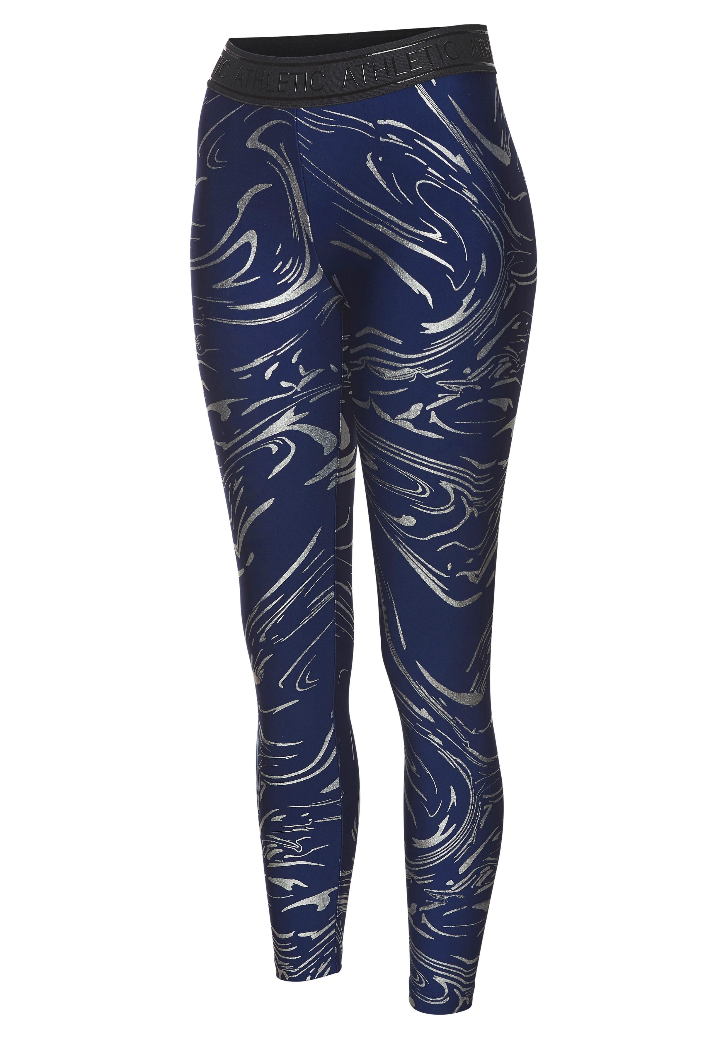 active by Lascana Functionele legging Sportleggings met glanzende print en 3D-tekst