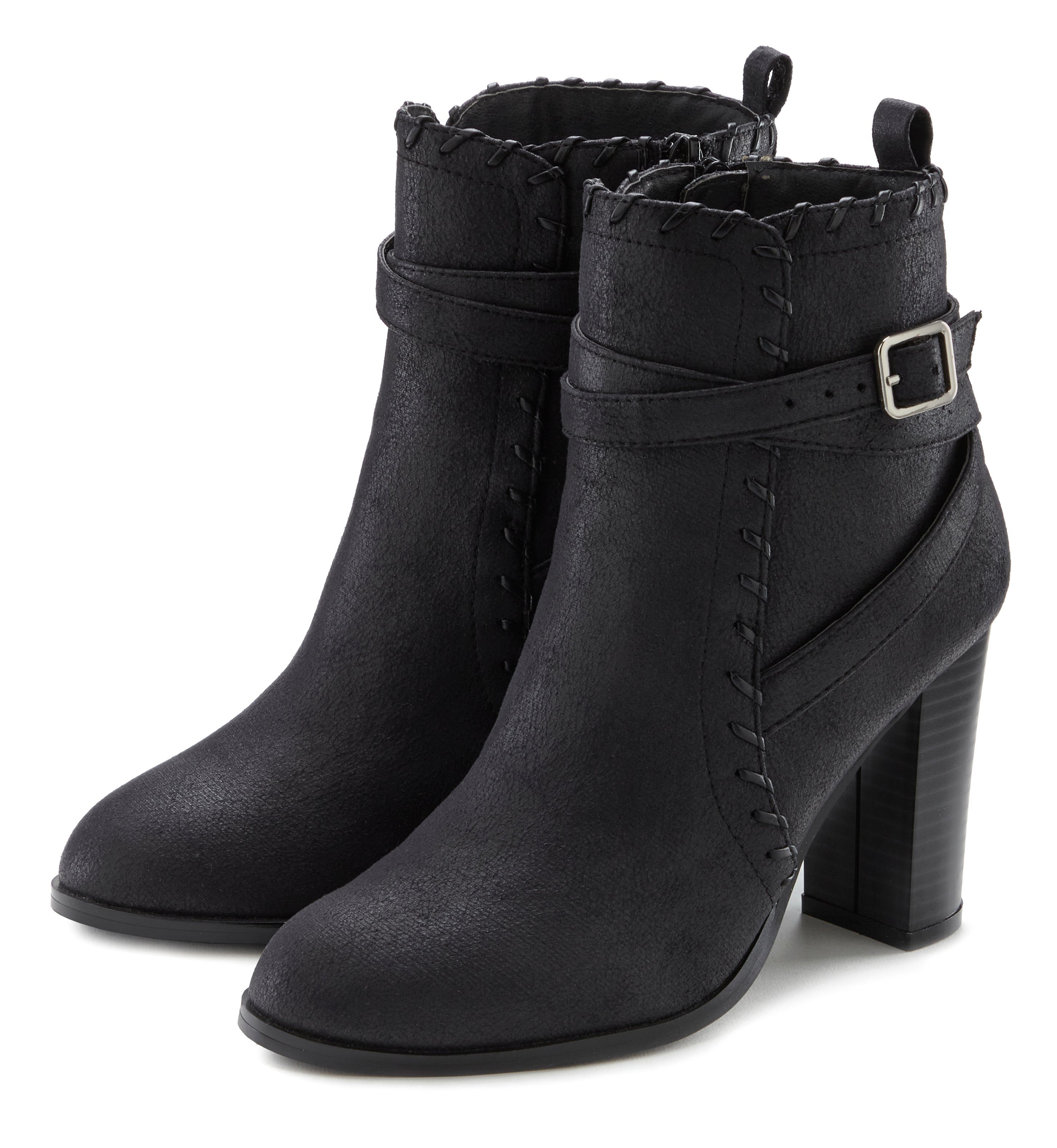 Lascana Highheel-laarsjes in vintage-look met comfortabele blokhak, ankle boot, laars