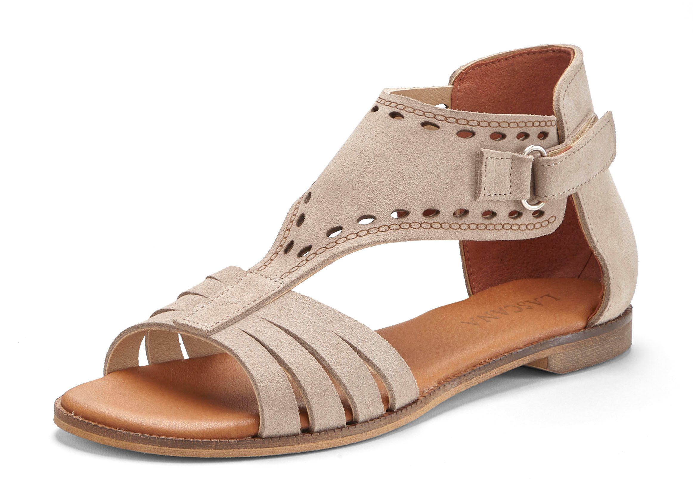 Lascana Sandalen Zomerschoen Sandalette, zomerschoen van hoogwaardig leer met kleine uitsparingen