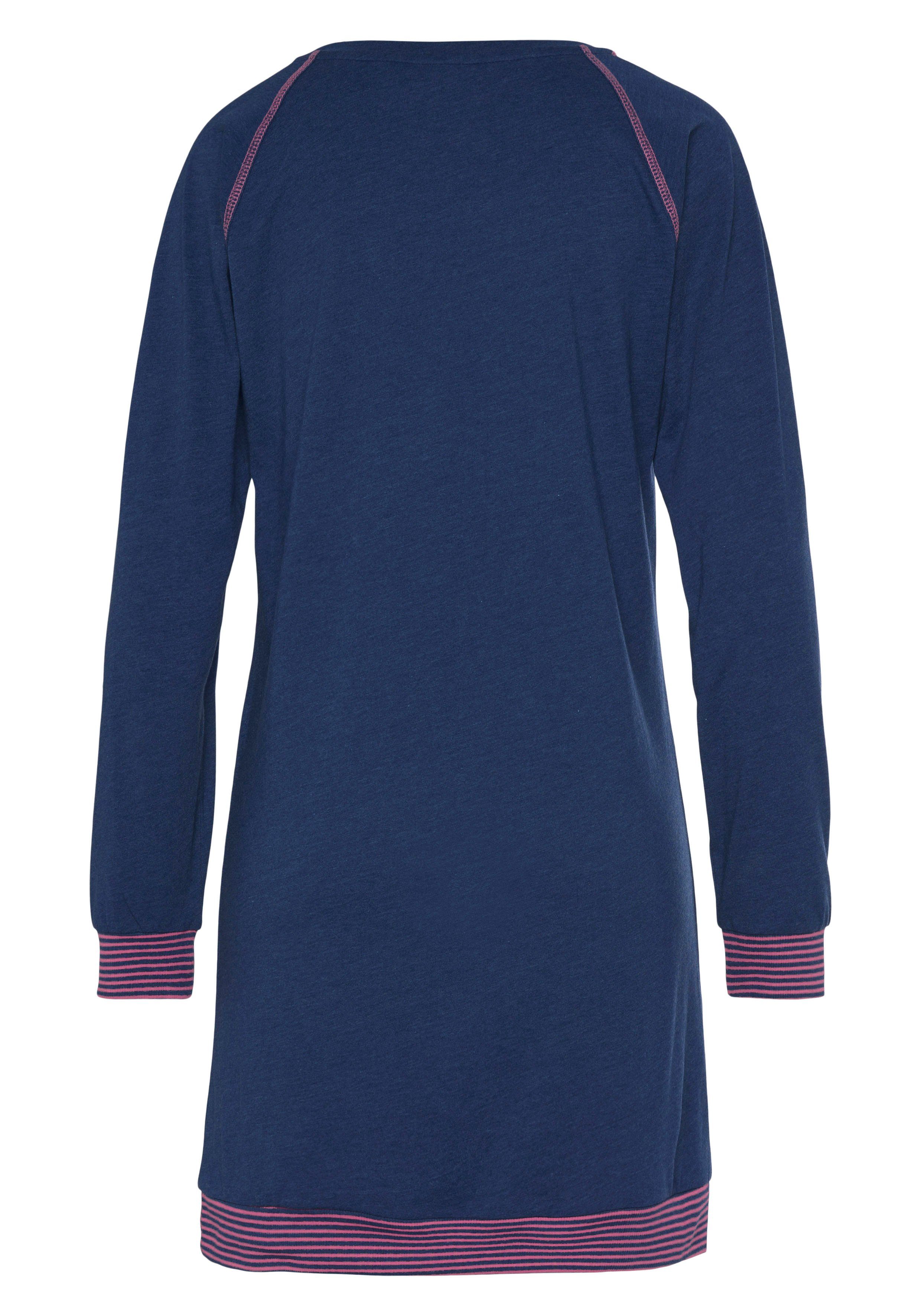Vivance Dreams Nachthemd met decoratieve flatlock-naden in neonkleuren nachthemden maat 32/34 blauw