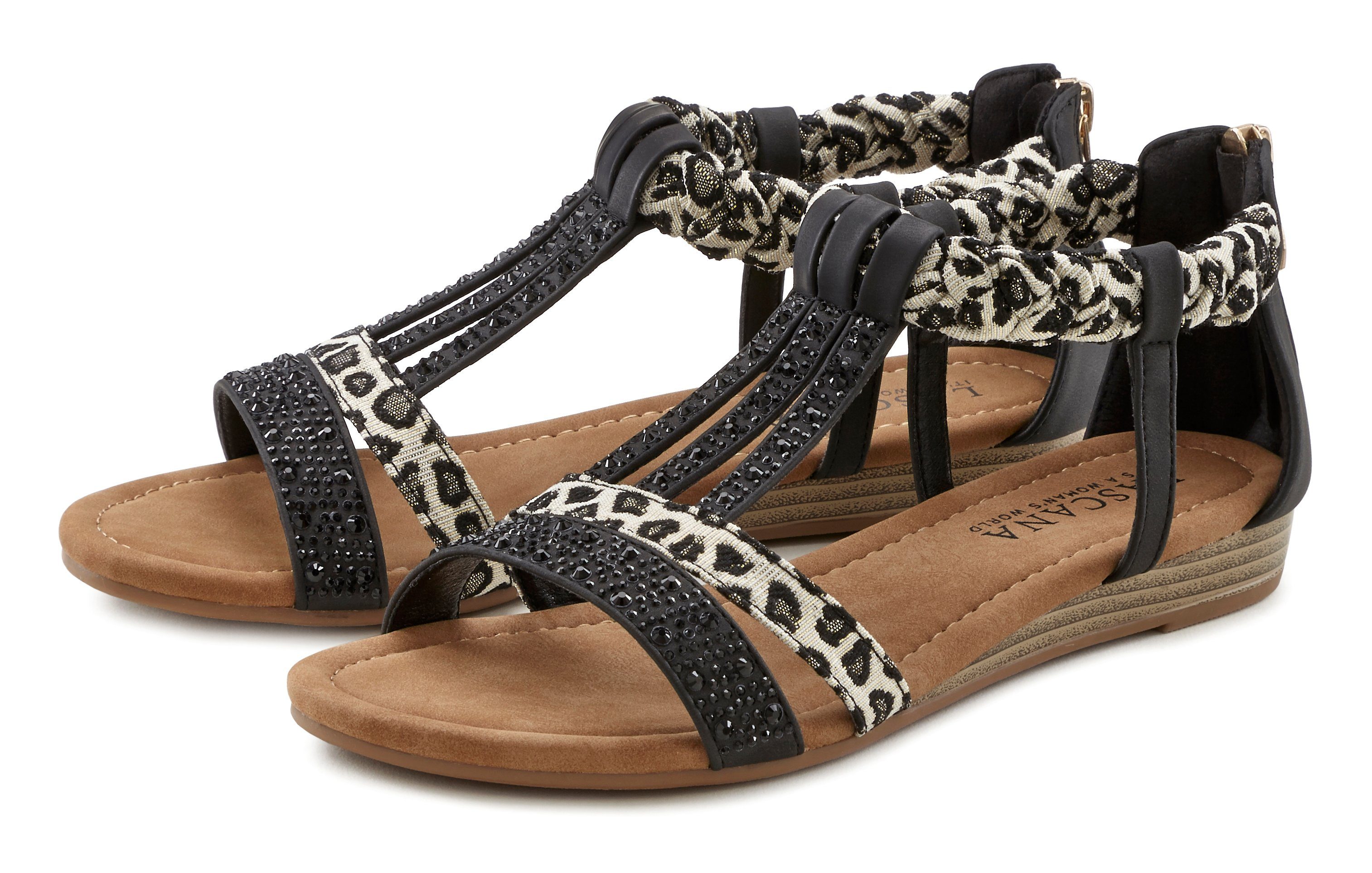 NU 20% KORTING: Lascana Sandalen met een luxueuze garnering en kleine sleehak, veganistisch