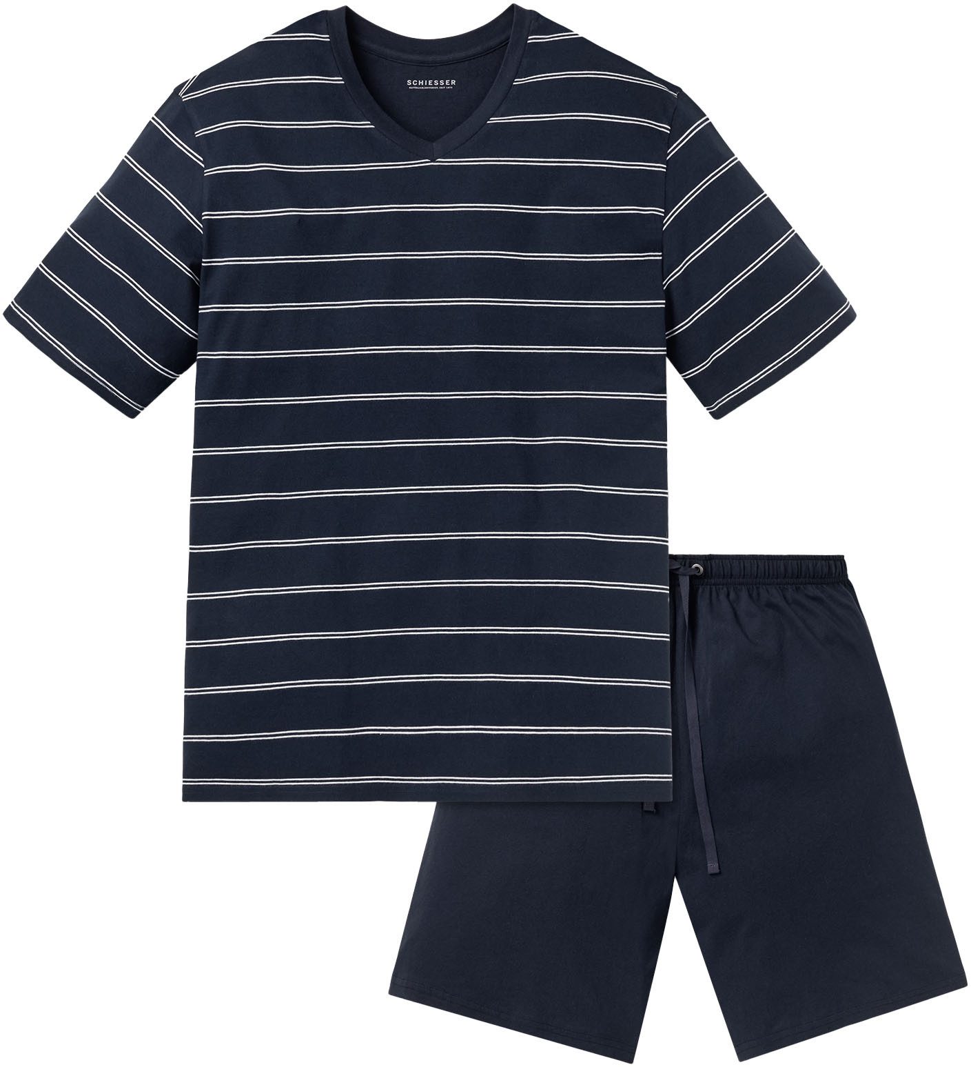 Schiesser Shortama "Dark Sapphire" met mooi streeppatroon (2-delig, 1 stuk)