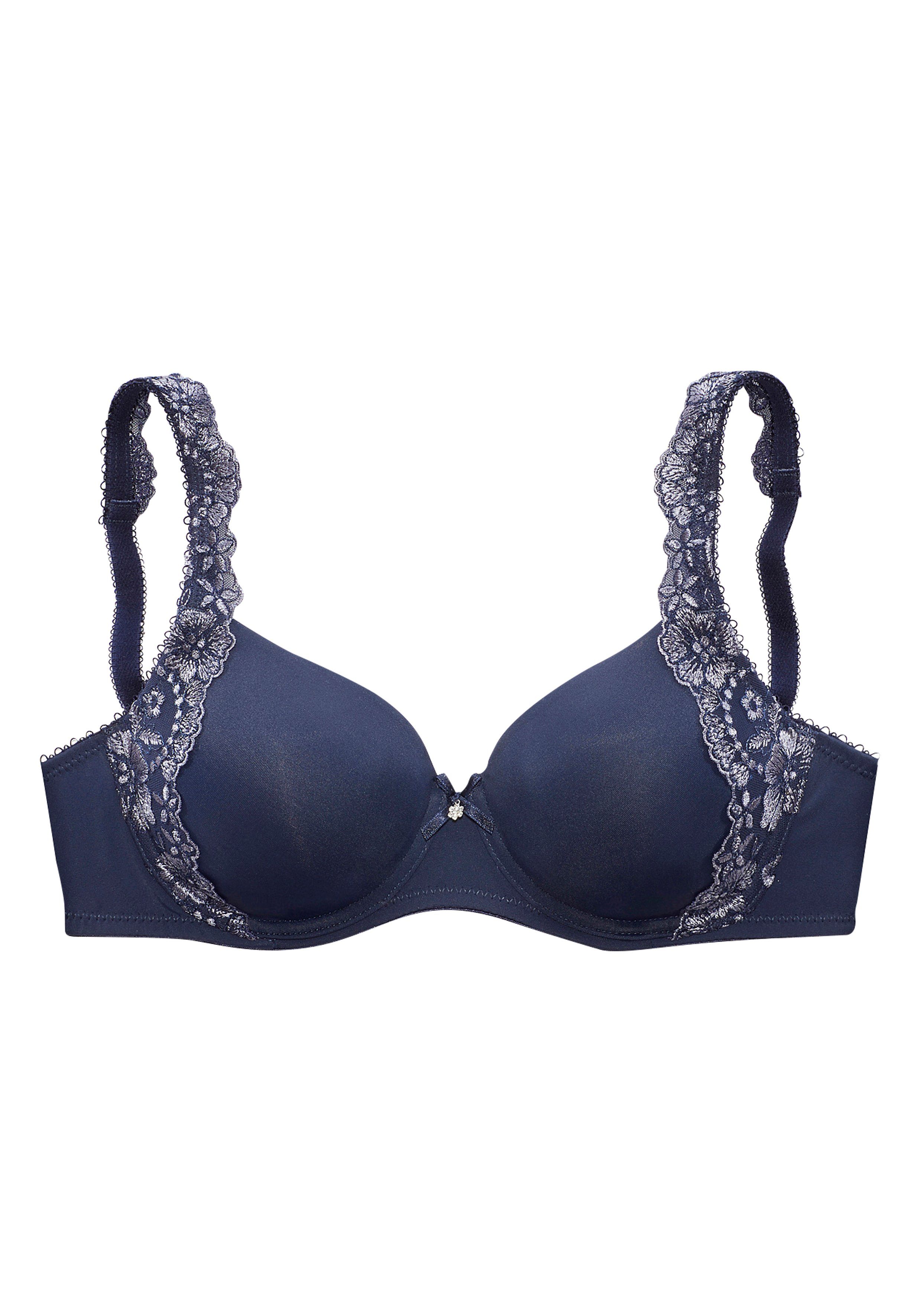 Lascana Bh met steuncups WANDA met beugel en geborduurde kant opzij, dessous beugel bh's maat E E blauw