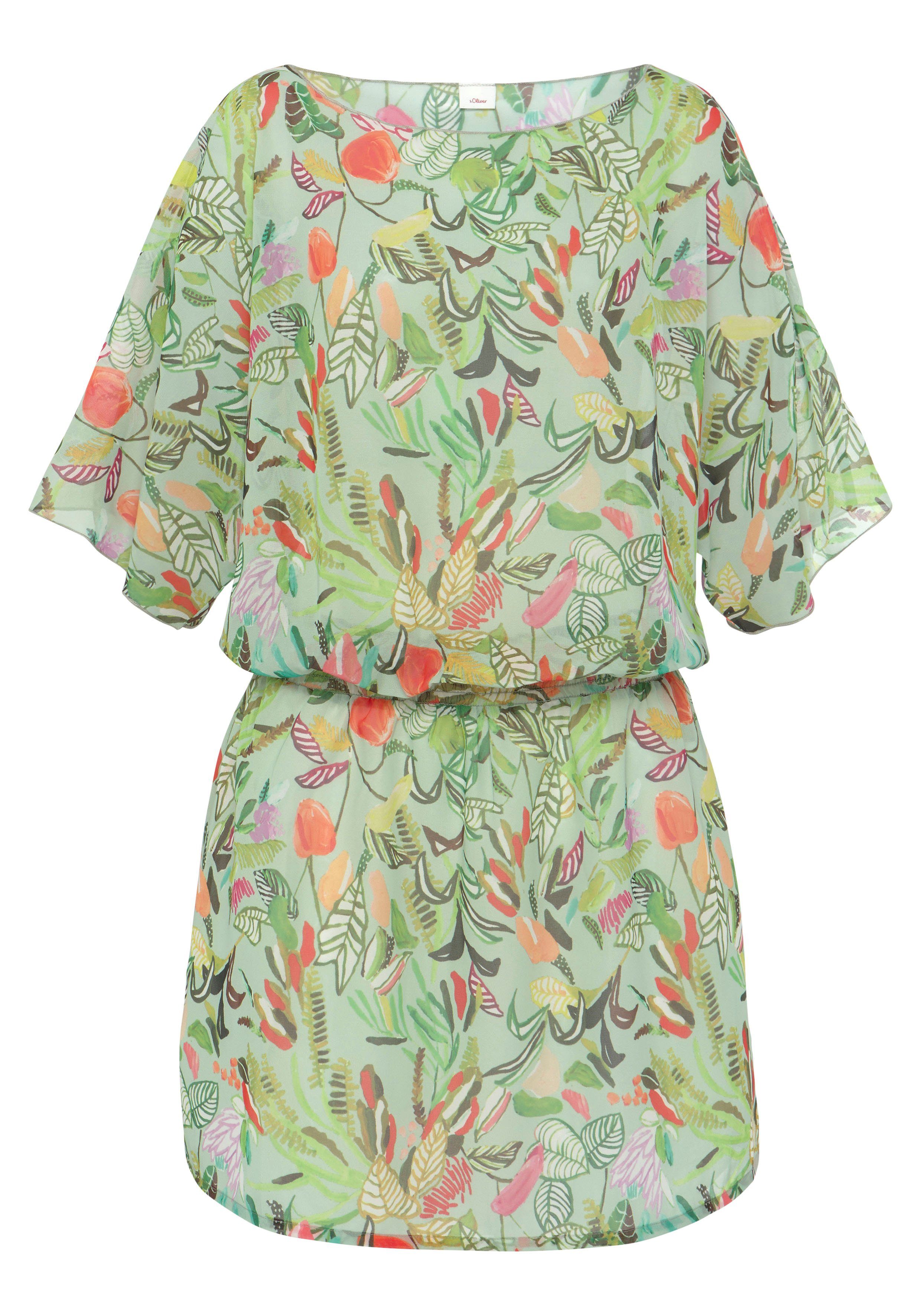 s.Oliver RED LABEL Beachwear Tuniek met bladerenprint, strandmode, modieus zomerjurk