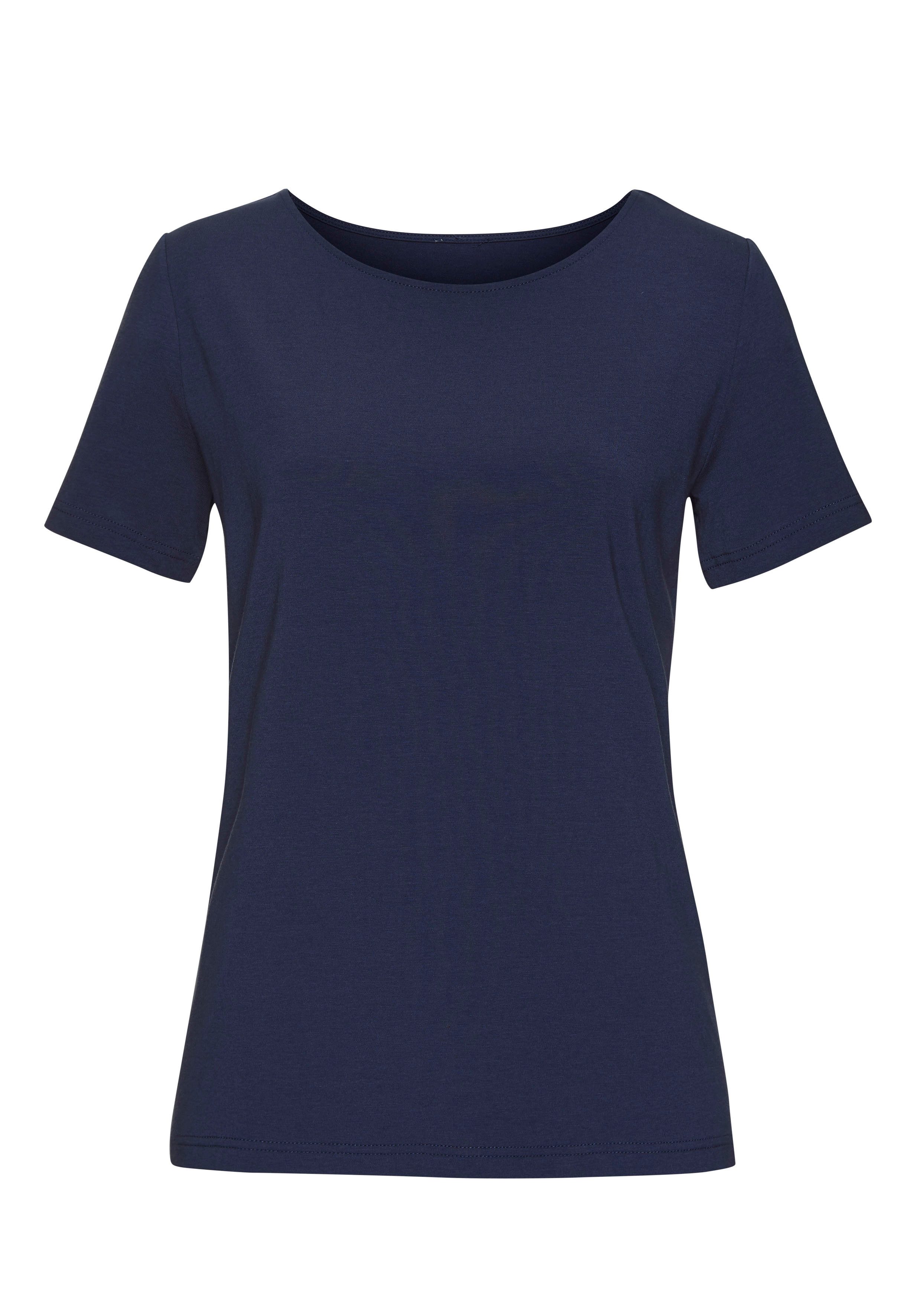 Lascana T-shirt Met ronde hals van elastische katoen-modal kwaliteit (Set van 2)