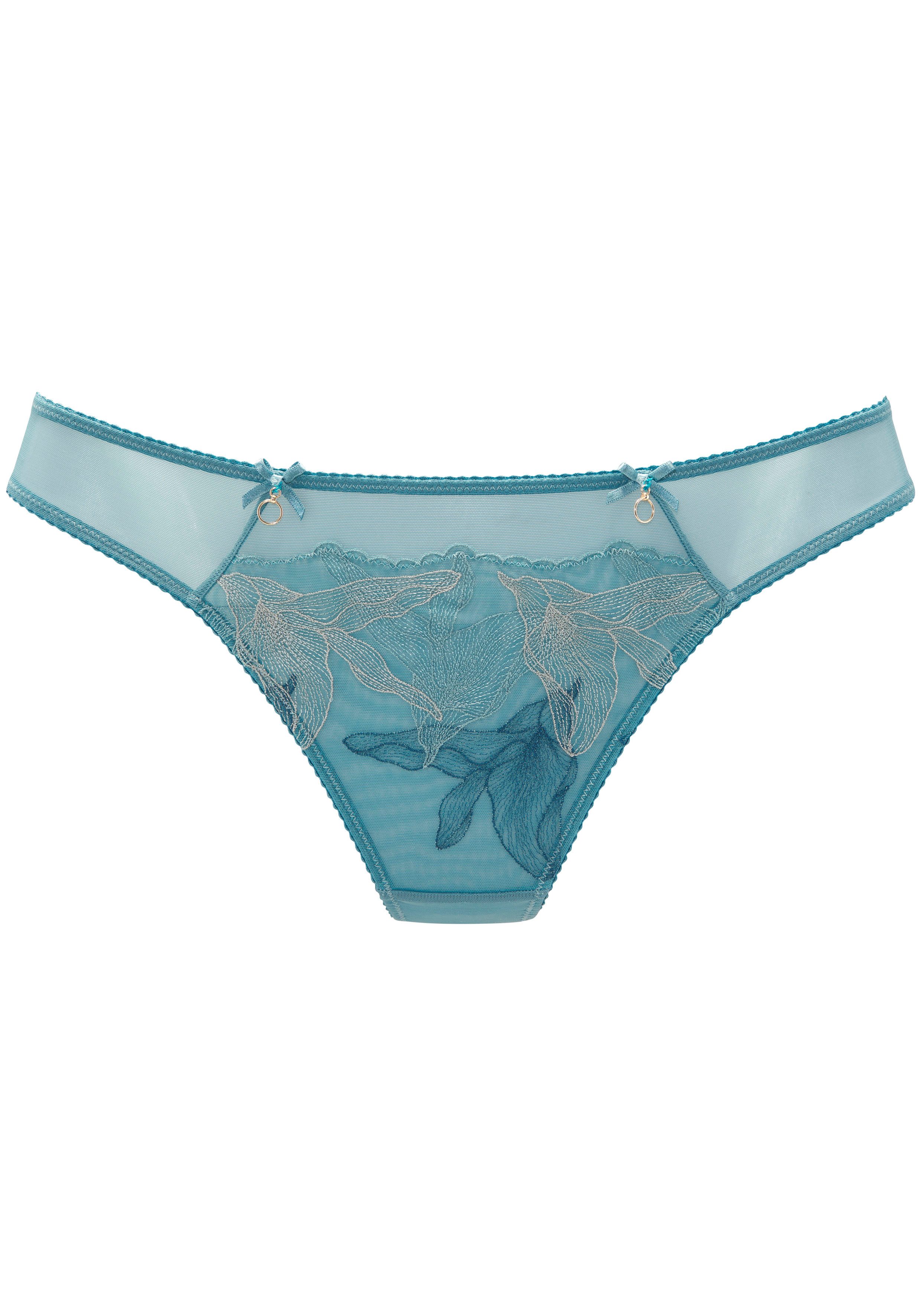 Lascana String Gabriella van mesh met delicate borduursels, transparant ondergoed