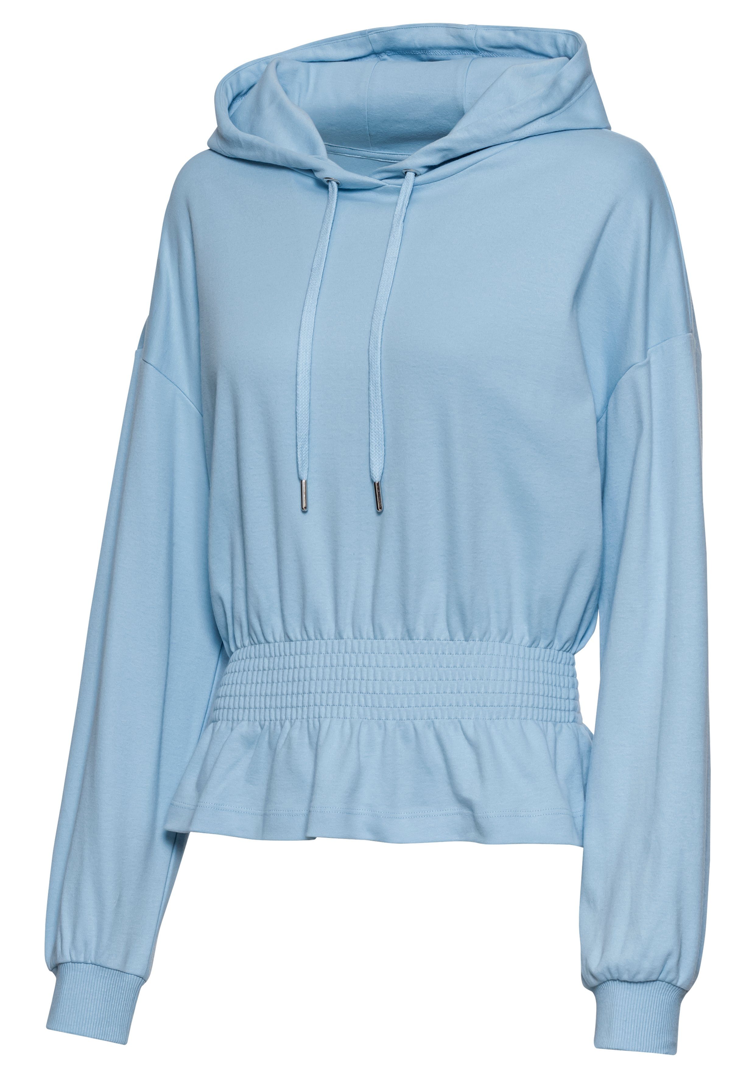 Lascana Hoodie met elastische rimpeling in de taille, loungewear