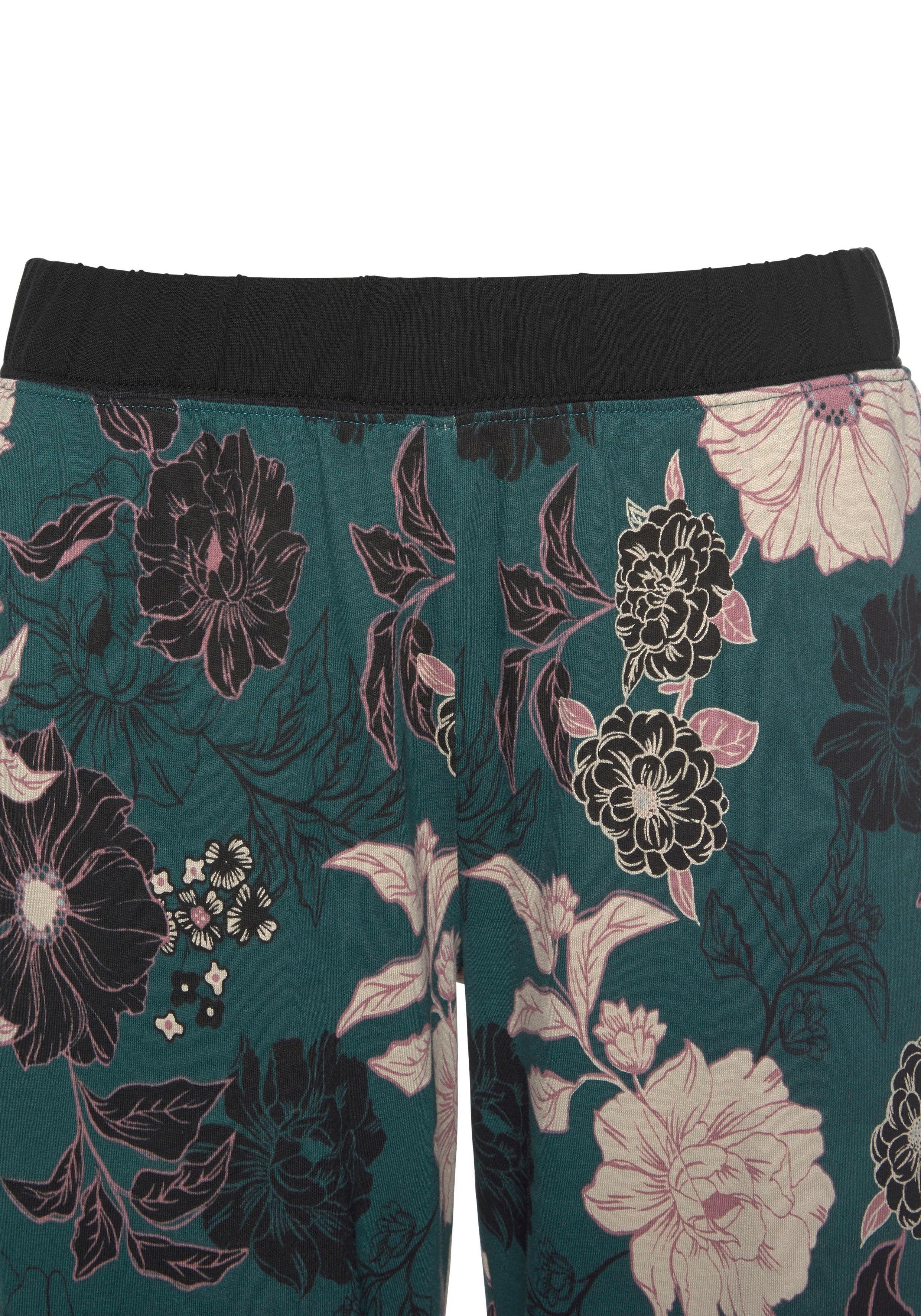 s.Oliver RED LABEL Beachwear Capripyjama met gebloemde 3/4-culotte (2-delig, 1 stuk)